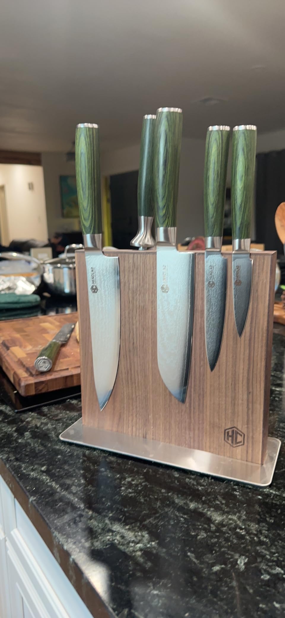 HexClad Green 6 Piece Japanese Damascus Stainless Steel Knife Set | Full Tang Construction, Pakkawood Handle, 67 Layers Steel customer photo 2
