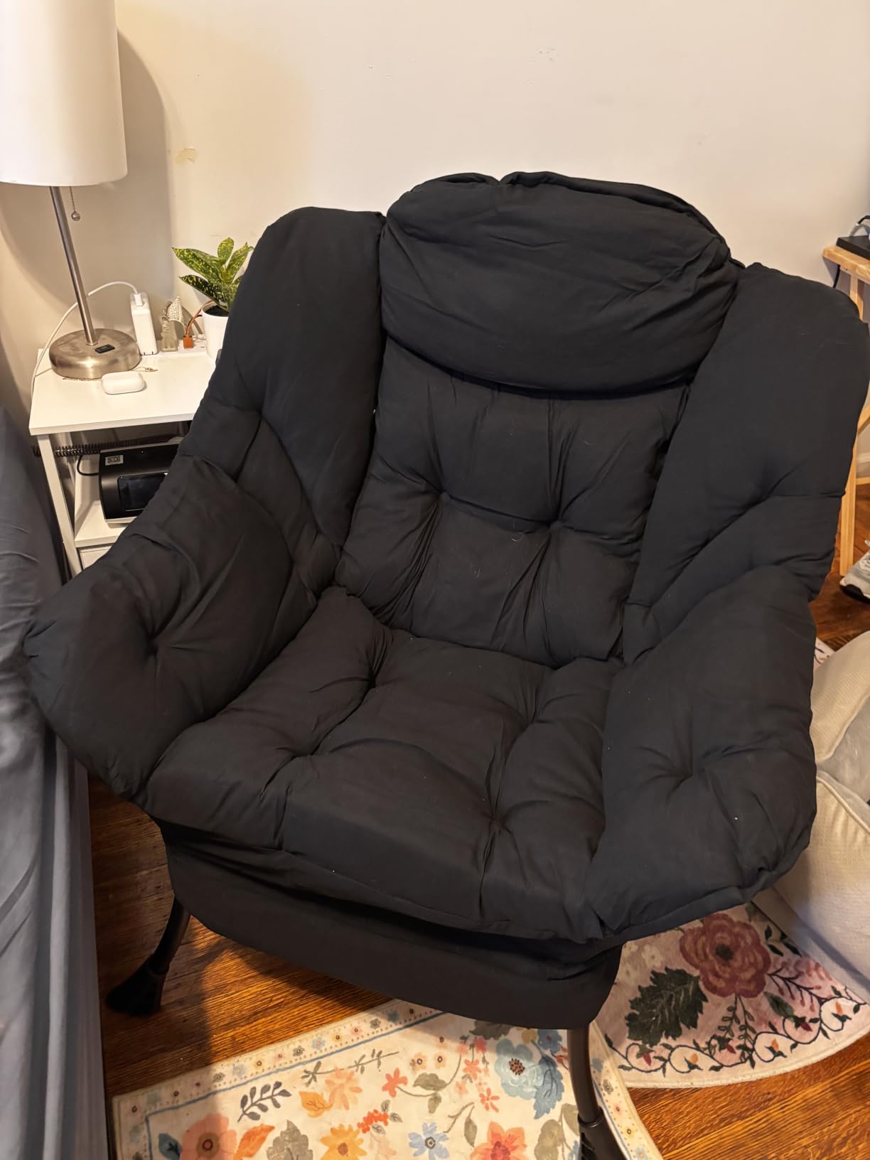 Welnow Lazy Chair with Ottoman, Reading Chair with Footrest,Dark Grey customer photo 2