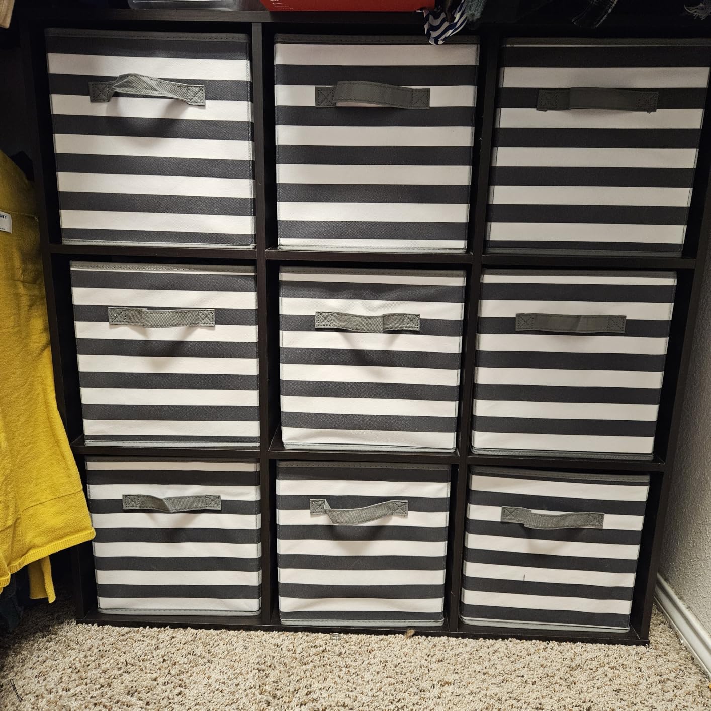 Amazon Basics Collapsible Fabric Storage Bins with Handles, Cube Organizer for Home Organization, 10.5