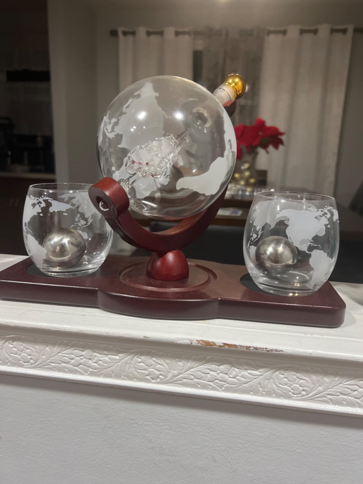 PONPUR Gifts for Men Dad Fathers Day, Whiskey Decanter Globe Set with 2 Ball Stones & 2 Glasses, Anniversary Birthday Gifts for Him Husband Boyfriend Brother, Cool Stuff Gift for Bourbon Scotch customer photo 1