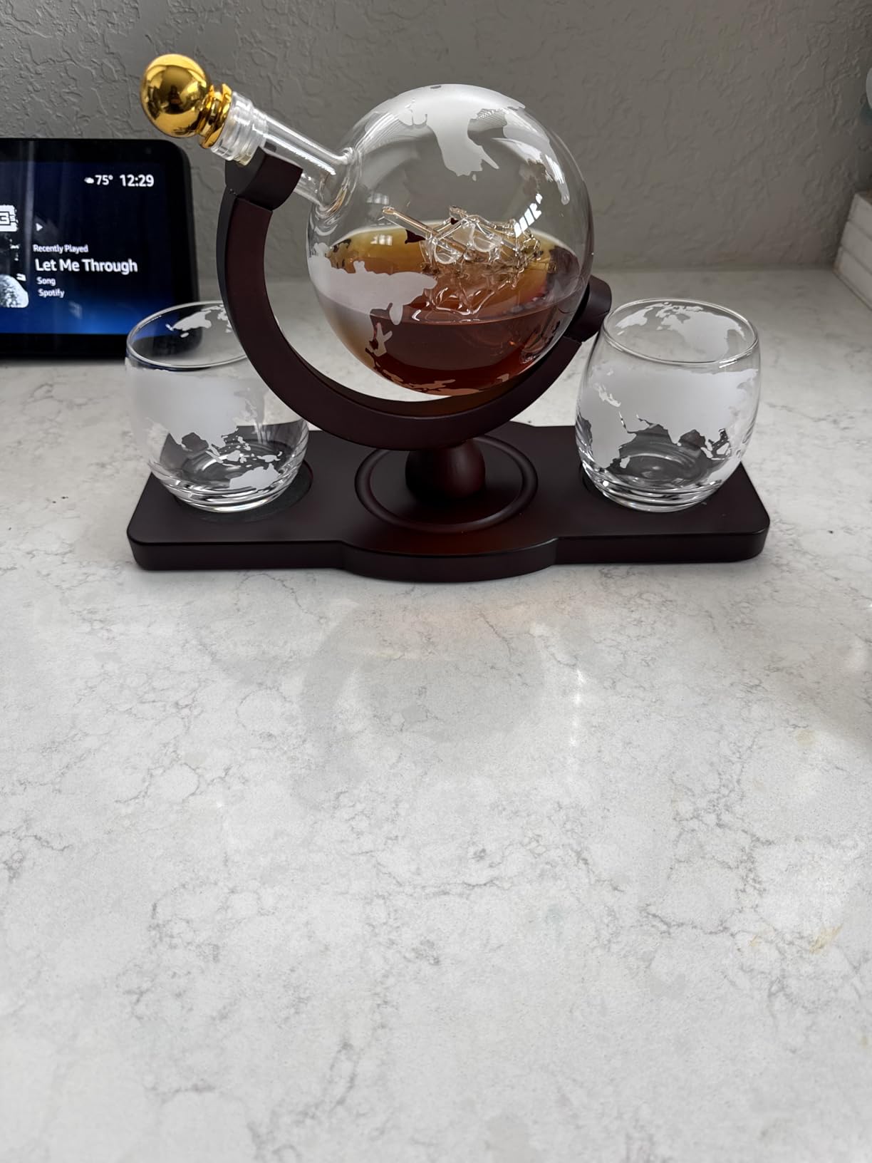 PONPUR Gifts for Men Dad Fathers Day, Whiskey Decanter Globe Set with 2 Ball Stones & 2 Glasses, Anniversary Birthday Gifts for Him Husband Boyfriend Brother, Cool Stuff Gift for Bourbon Scotch customer photo 2