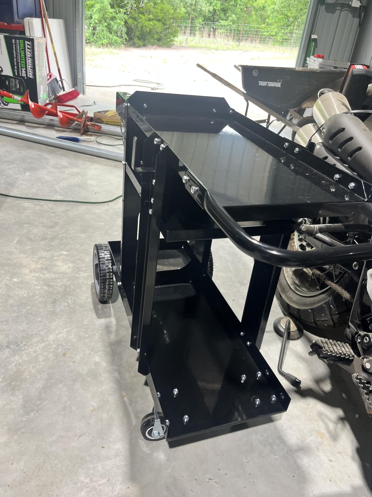 Foxngear Heavy Duty Welding Cart for TIG MIG Welder Plasma Cutter, Large 3-Tier Welder Cart with Gas Bottle Storage, Swivel Caster Wheels, Steel, Black customer photo 2