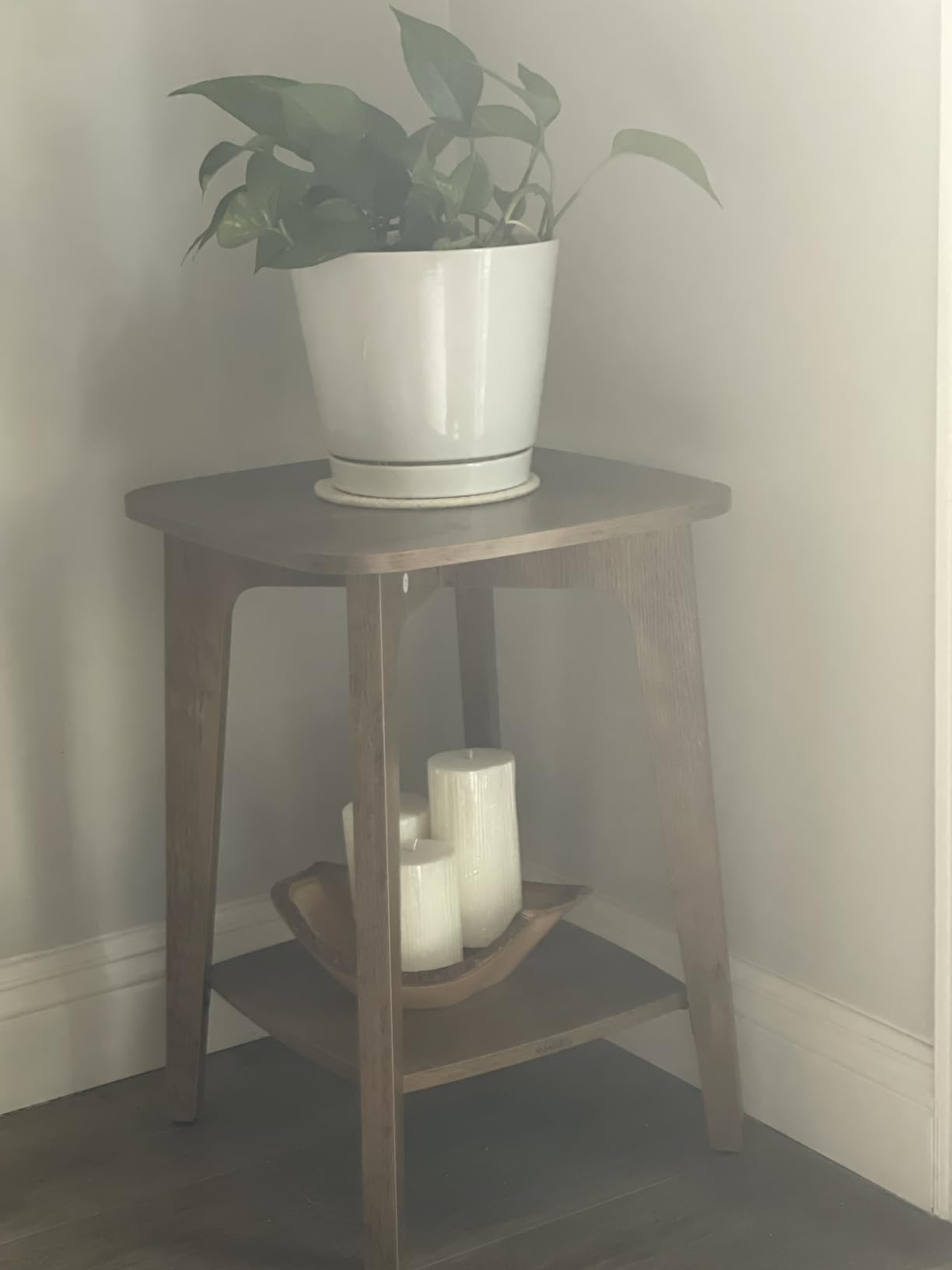 VASAGLE Round Side Table with Lower Shelf, End Table for Small Spaces | Nightstand with Tapered Legs, Curved Transitions, for Living Room, Bedroom, Honey Brown, MAEZO Collection ULET283T41 customer photo 2