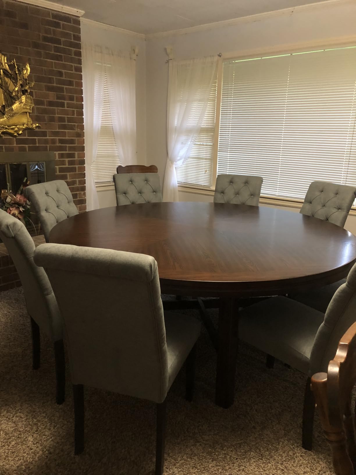 COLAMY Button Tufted Dining Chairs Set of 6, Accent Parsons Diner Chair Upholstered Fabric Dining Room Chairs Stylish Kitchen Chairs with Solid Wood Legs and Padded Seat - Dark Beige customer photo 1