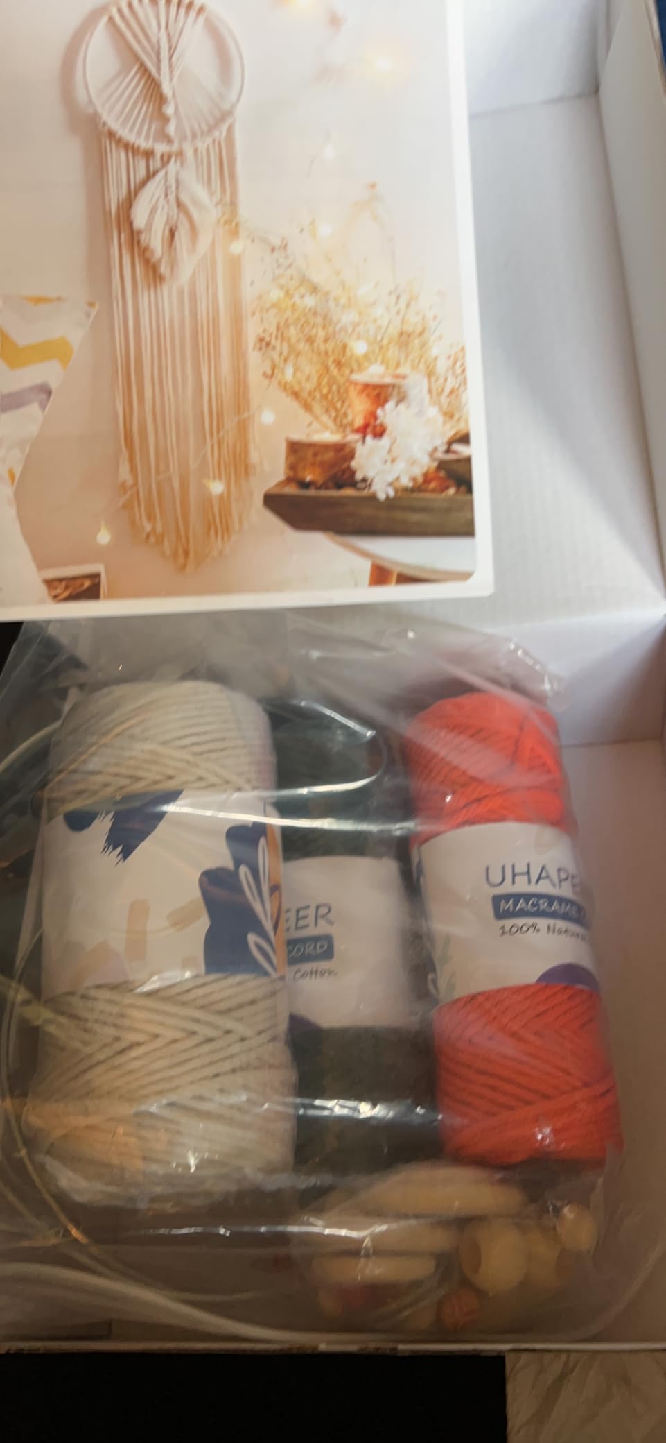 UHAPEER Macrame Kits for Adults Beginners with 656 Feet 3 mm Cotton Cord | DIY Macrame Plant Hanger Kit with Macrame Supplies and Instructions, Macrame Beads, Wooden Rings, Dream Catcher Rings customer photo 2
