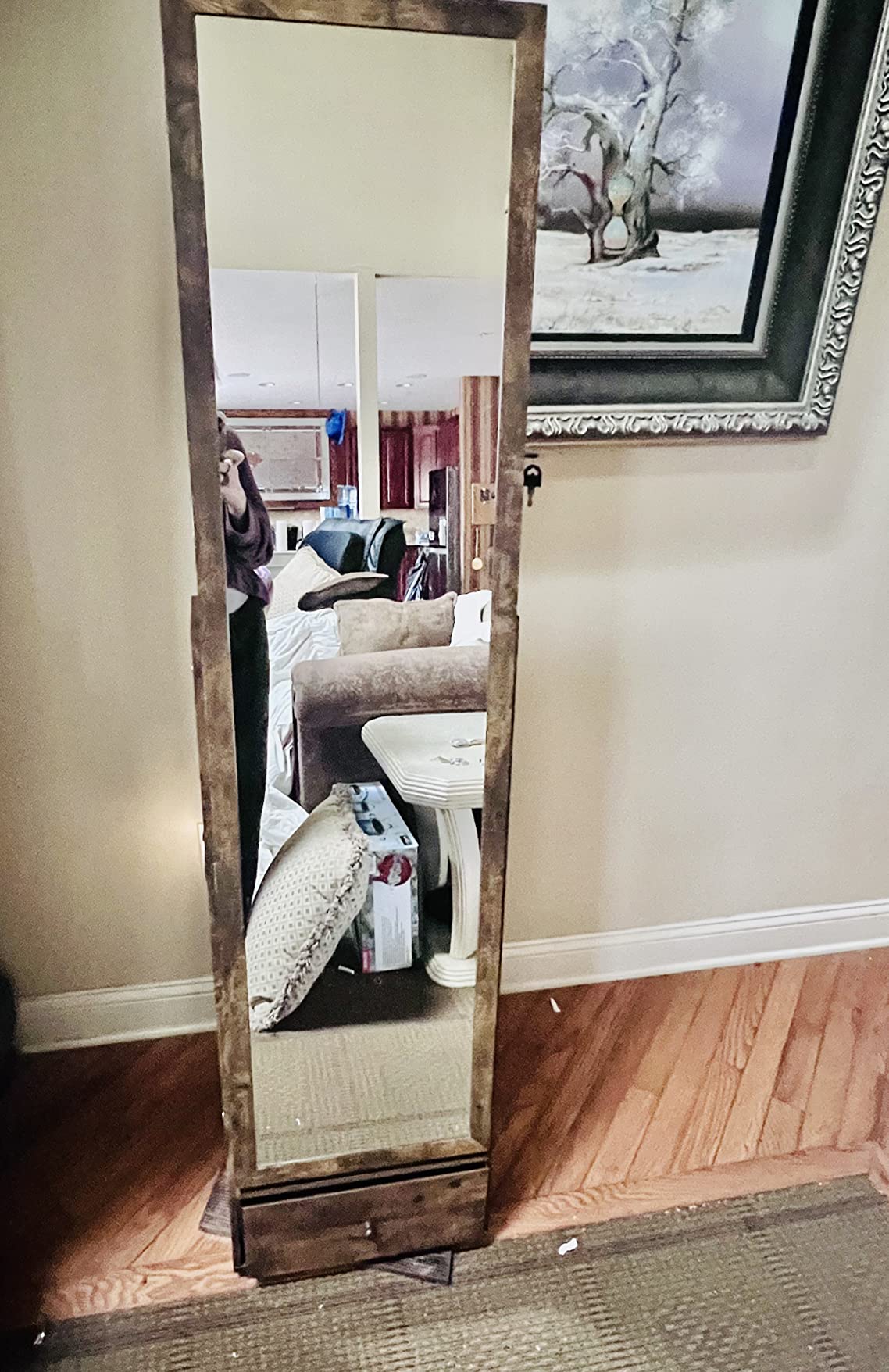 Nicetree 360° Swivel Jewelry Cabinet with Lights, Full Length Mirror, Lock customer photo 2
