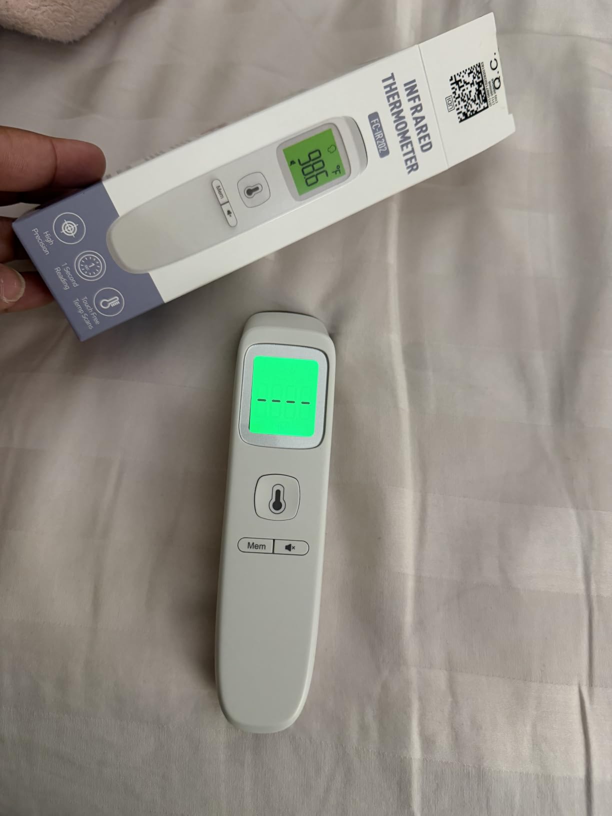 No-Touch Thermometer for Adults, Kids, Babies, 1-Sec Fast Accurate (Black) | Fever Alarm, Large LCD with 3-Color Backlight, Silent Mode, 35-Reading Memory, Forehead & Object Mode, for Home & Clinic customer photo 1