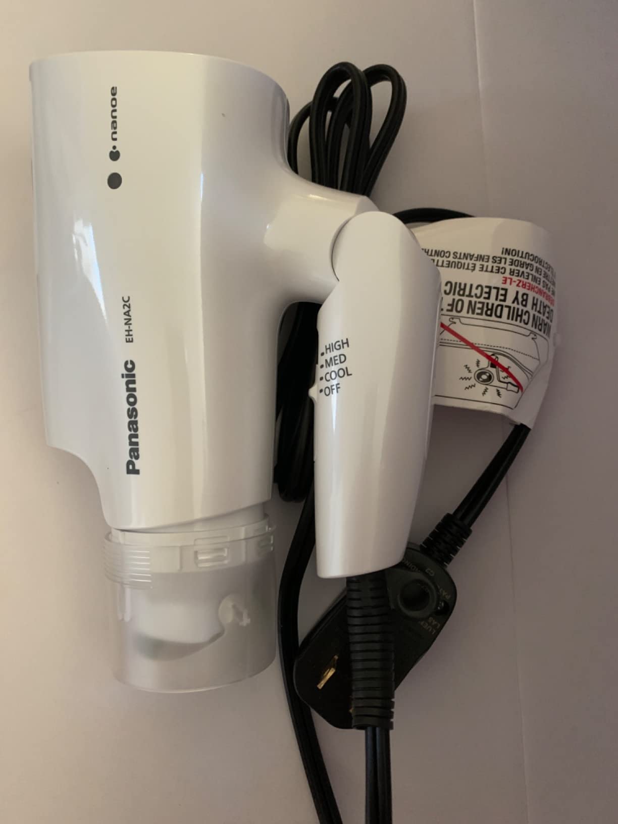 Panasonic nanoe Compact Hair Dryer EH-NA2C-W (White) - Japanese Nanoe Techonology, Foldable Travel Blow Dryer with Oscillating Quick Dry Nozzle, 1400W Lightweight Portable Hair Dryer, Anti-Frizz customer photo 1