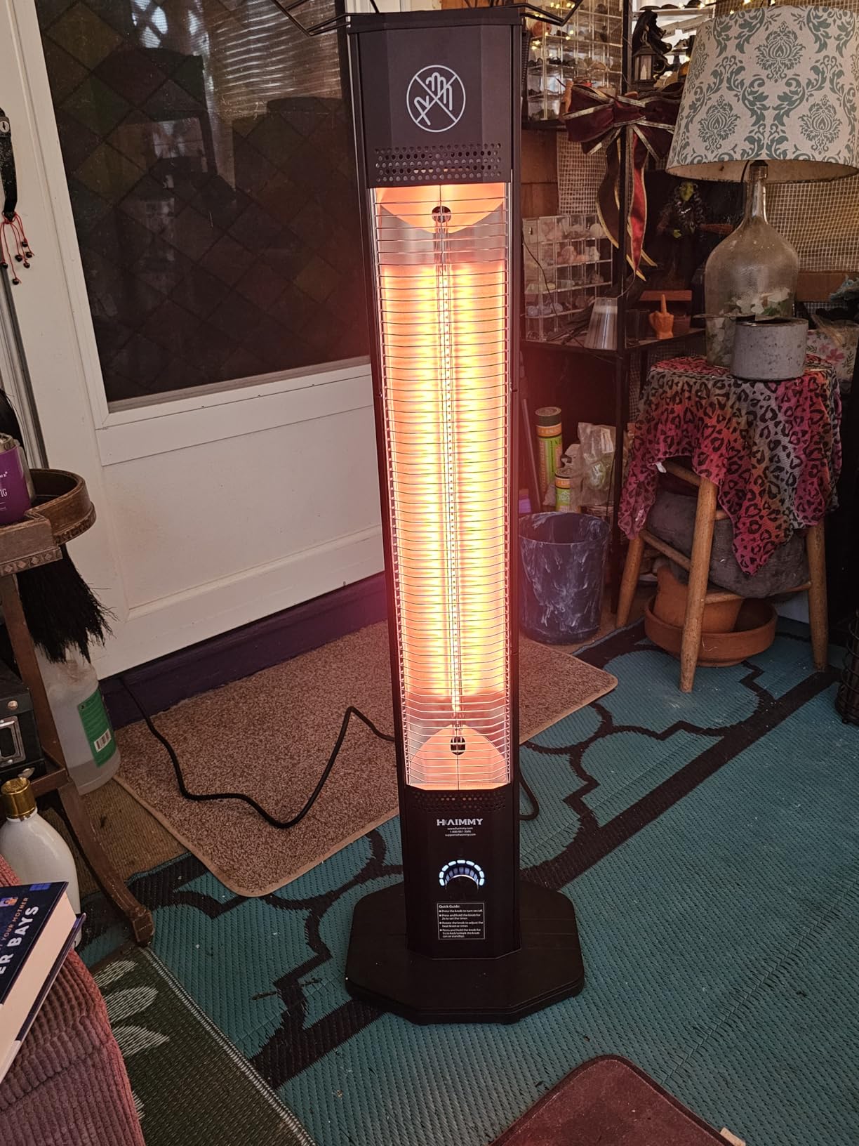 Outdoor Electric Patio Heater, Haimmy 42in Infrared Heater with Remote, 9 Heat Levels, 9H Timers, 1500W Instant Heating, Safety Lock, Tip-Over & Overheat Protection, IPX5 Waterproof Tower Space Heater customer photo 2