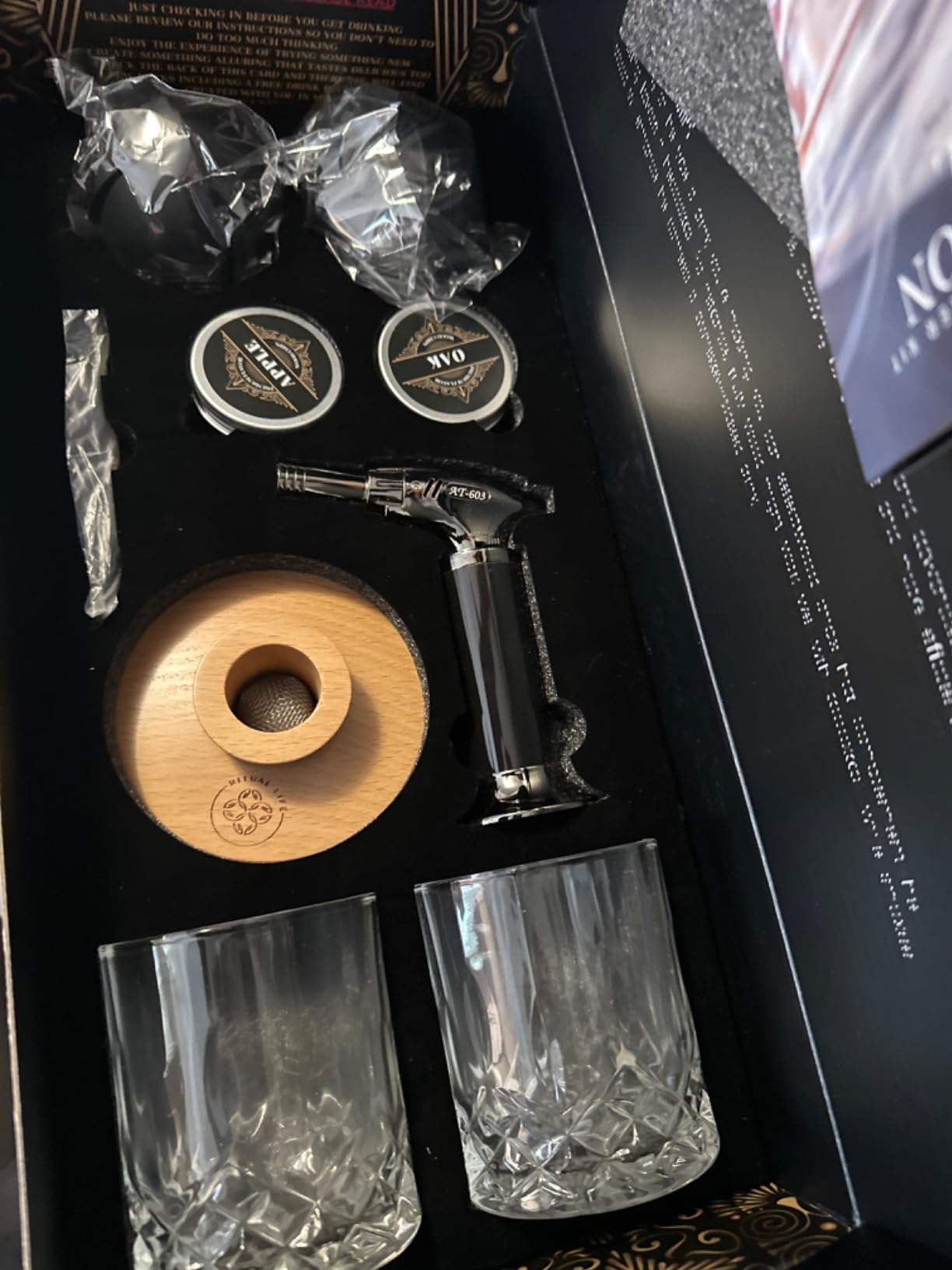 Whiskey Smoker Kit - Cocktail Smoker Kit with Torch, 2 Whiskey Glasses, 2 Ice Ball Makers, 6 Flavors Wood Chips - Old Fashioned Smokers - Bourbon Drink Smoking Set - Whiskey Accessories Gifts for Men customer photo 2