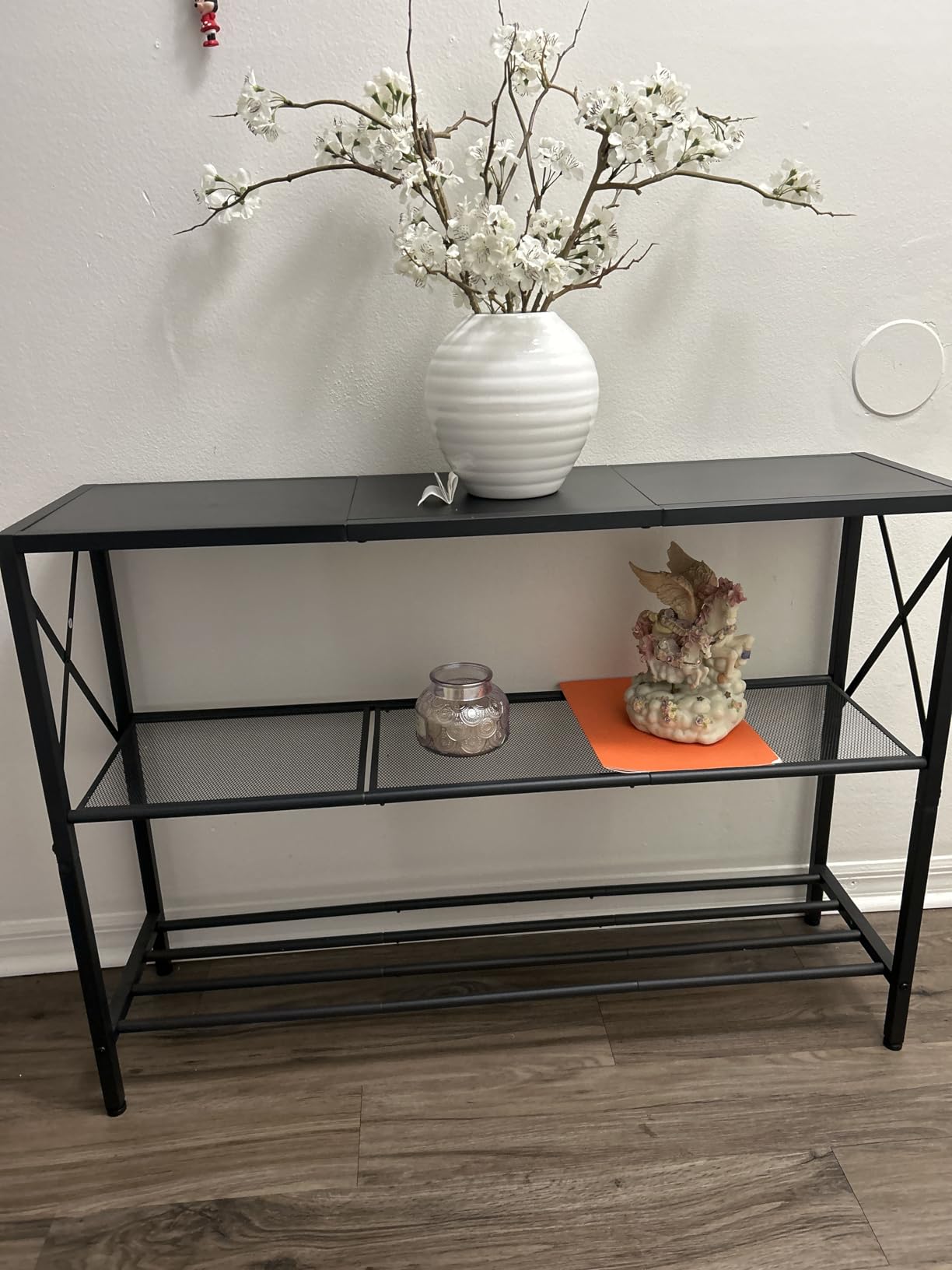 Hoctieon Industrial Console Table, 3 Tier Entryway Table, Hallway Table, Narrow Sofa Table with Shelves, Entrance Table for Entryway, Living Room, Foyer, Office, Rustic Brown&Black customer photo 2