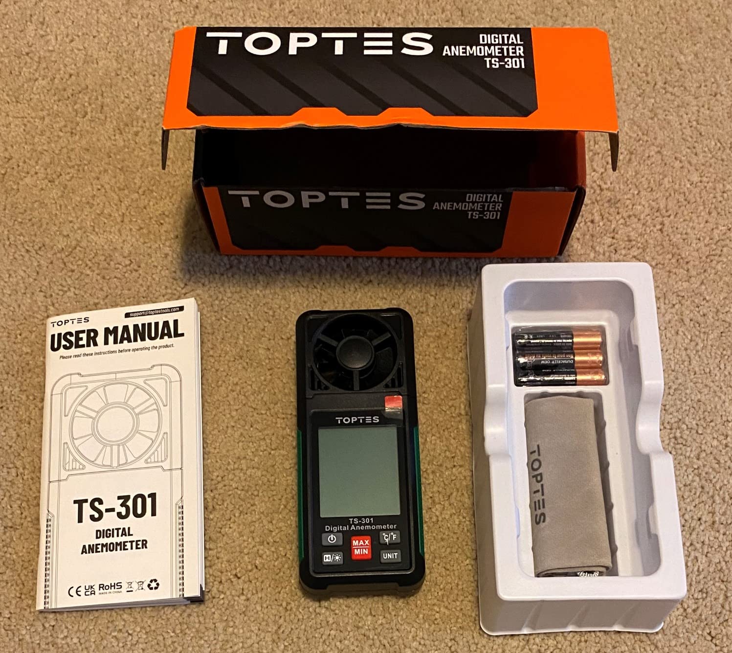 TopTes TS-301 Digital Anemometer, Wind Speed Meter with 2.26-inch Big Backlight LCD Screen, Air Flow Meter for Sailing Surfing Drone Flying RC Plane Golf Shooting HVAC customer photo 2
