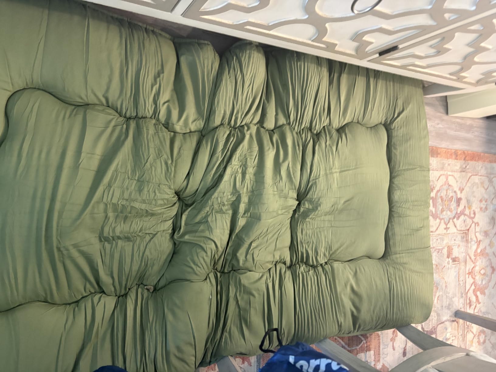 Zelladorra Japanese Floor Mattress, Futon Mattress | Roll Up Tatami Mat with Portable Storage Bag and Washable Cover, Suitable for Camping, Guest Room, Green customer photo 1