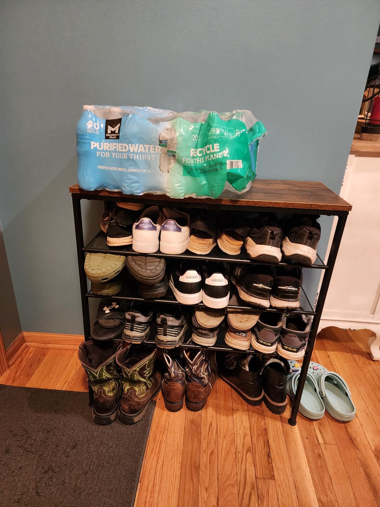 HOOBRO Shoe Rack for Entryway, 5-Tier Shoe Organizer with Adjustable Mesh Shelves, 16-20 Pairs of Shoes, Spacious Floor Mount, Metal, Industrial, Shoe Shelf for Closet, Rustic Brown BF12XJ01 customer photo 2