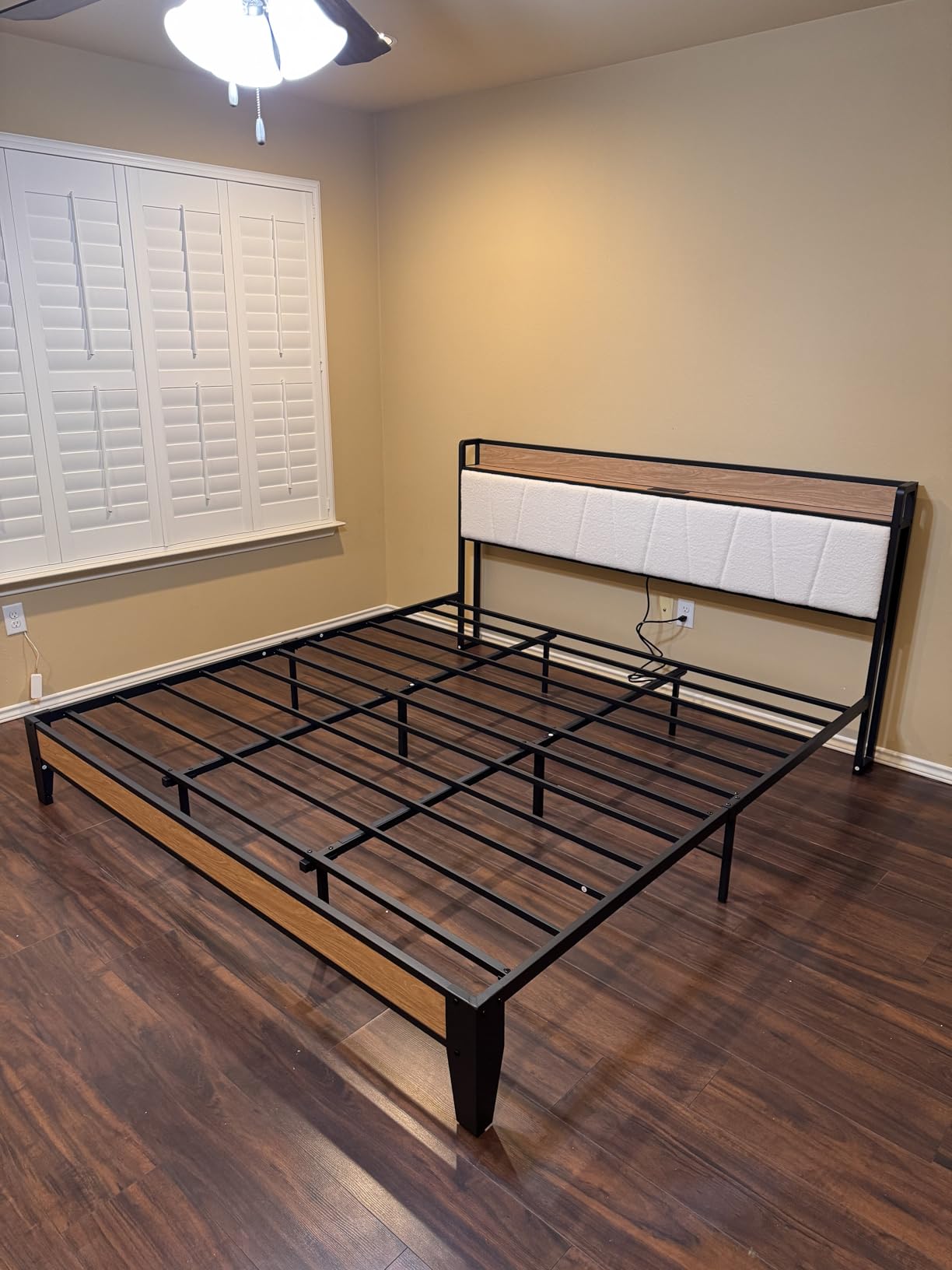 LIKIMIO King Size Bed Frame with Storage Headboard and Charging Station customer photo 2