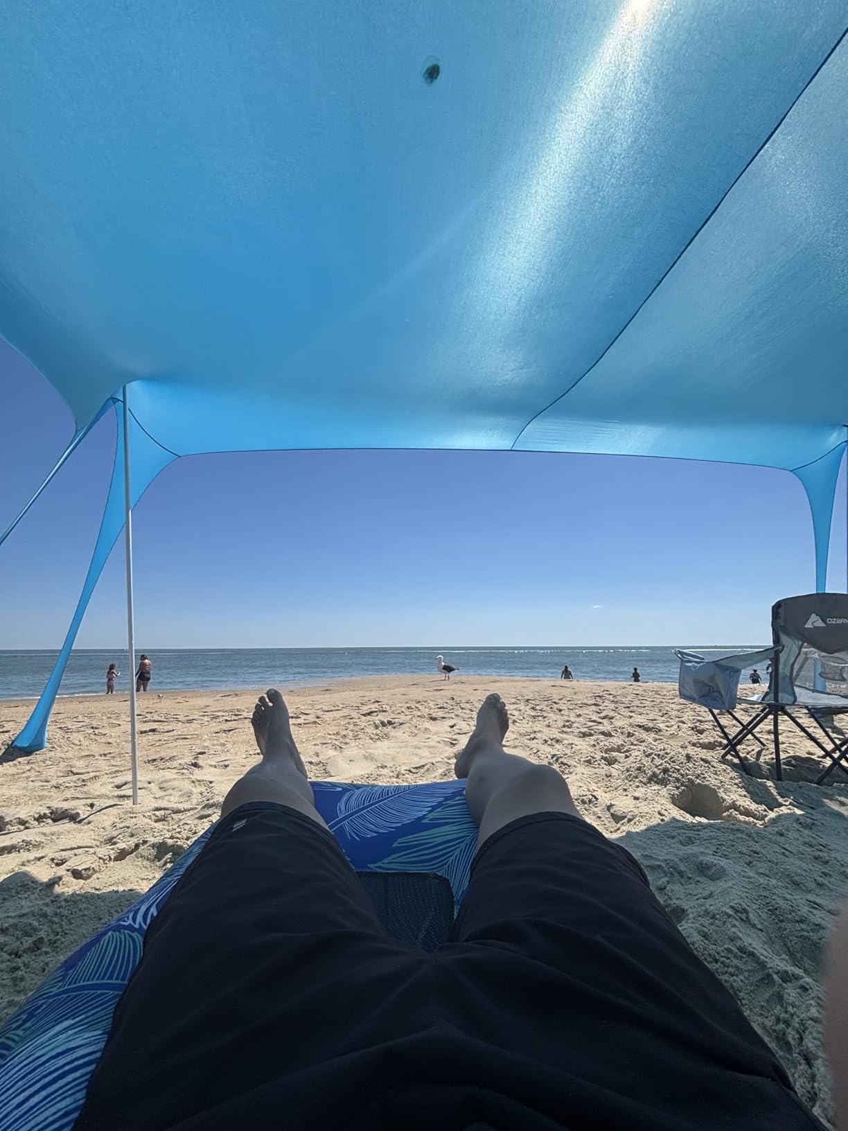 Inflatable Beach Air Lounger, Portable Blow up Couch for Camping | Lightweight, Portable, Self Air Lounger for Adults, Breathable Mesh, No Pump Required, for Beach Backyard Hiking Festival customer photo 1