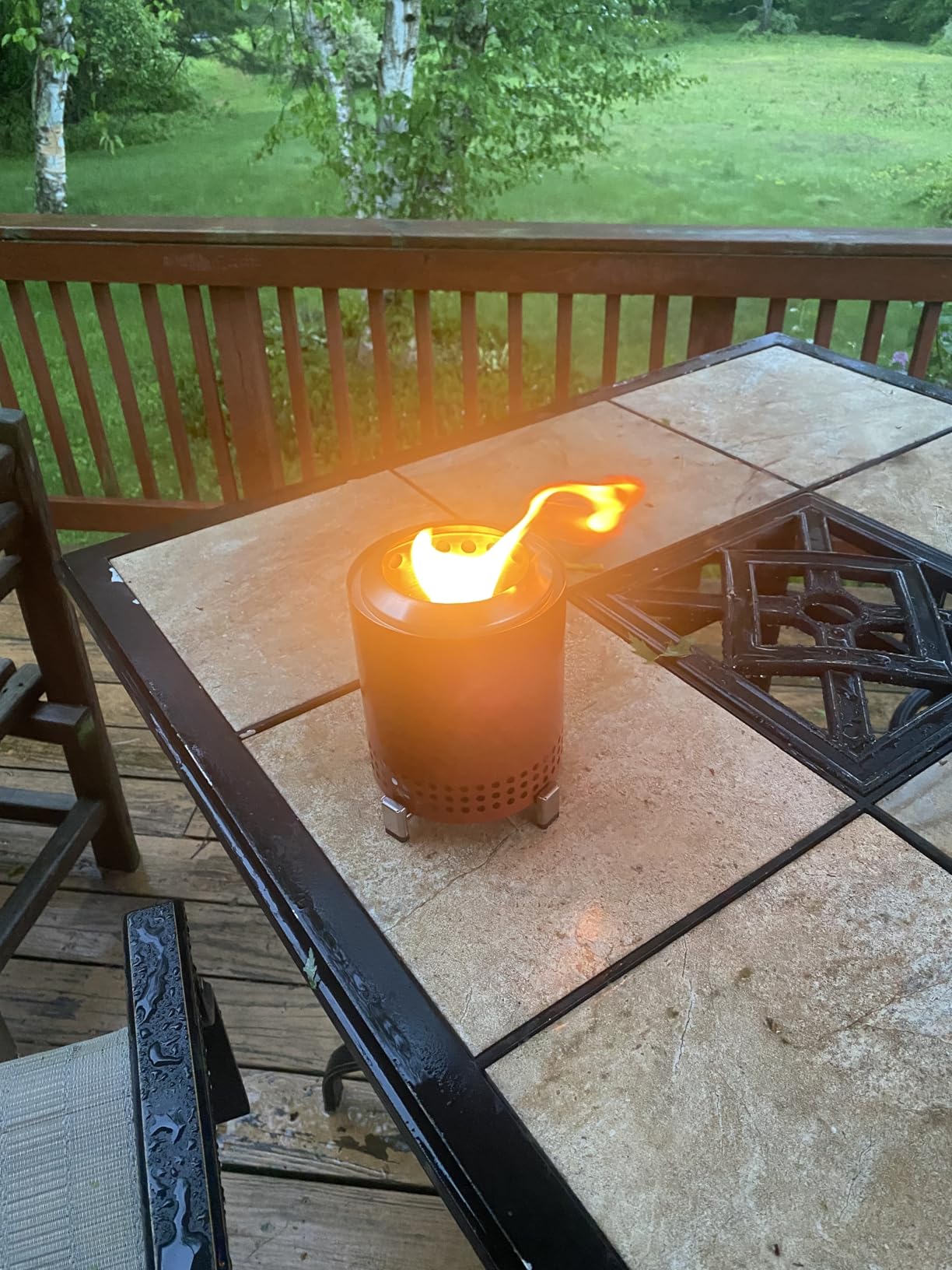 Solo Stove Mesa, 5.1 Inch Tabletop Fire Pit with Stand - Smokeless, Stainless Steel Fire Pit for Camping, Outdoor & Patio- Wood Burning or Pellet Fueled Portable Bonfire, 1.4lbs, Ash customer photo 1