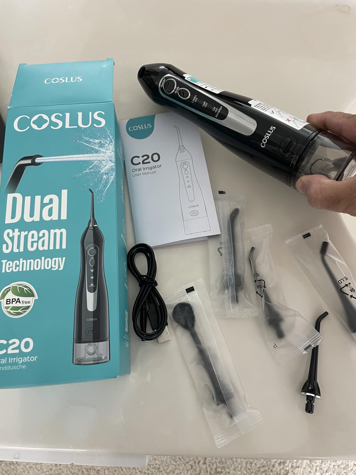 COSLUS ADA Accepted C20 Water Dental Flosser Pick, Professional Set Black customer photo 2
