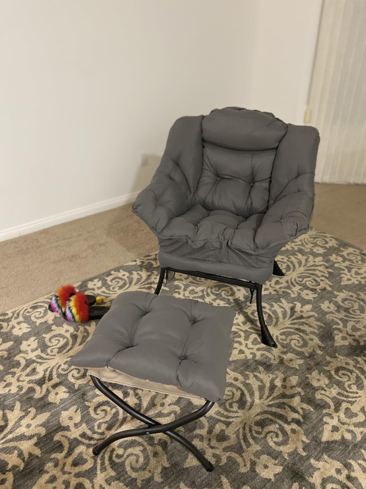 Tiita Lazy Chair with Ottoman, Comfy Reading Accent Chair, Dark Grey customer photo 1