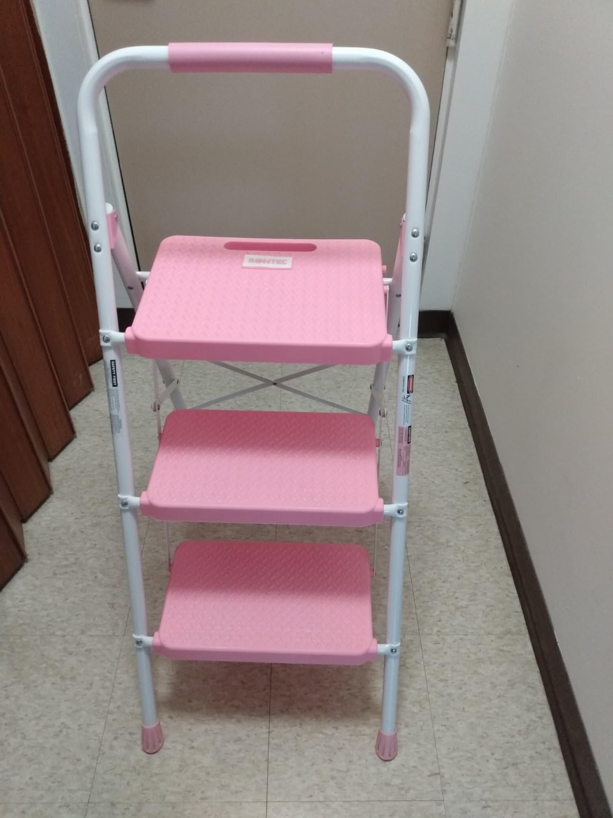 BONTEC 3-Step Ladder, Folding Step Stool, 600lbs Max Load Capacity, Black customer photo 1