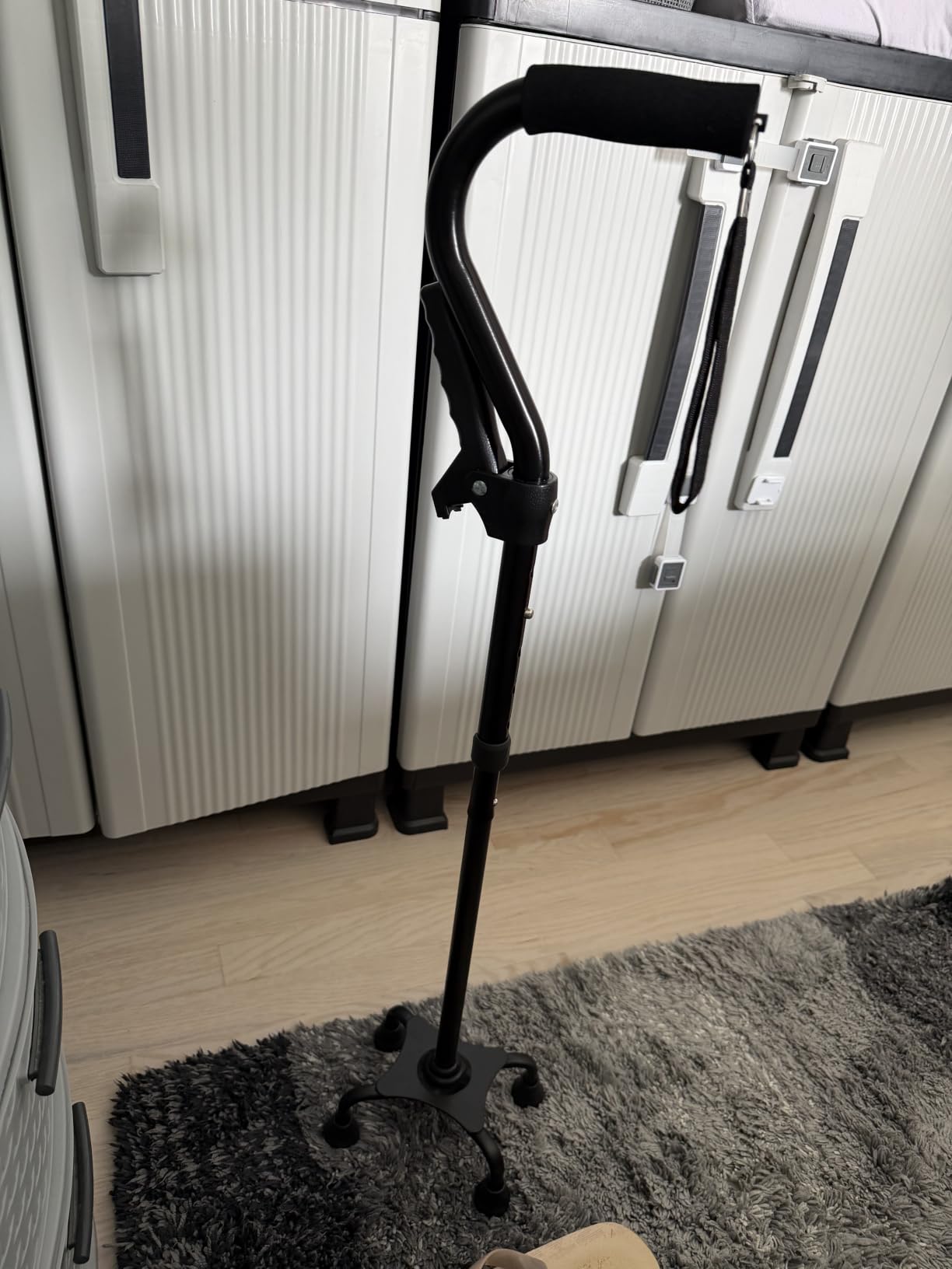 Adjustable Walking Cane for Men & Women with 4-Pronged Base for Extra Stability - Foldable Cane for Seniors with Foam Padded Offset Handle for Soft Grip & a Second Handle for Standing customer photo 2