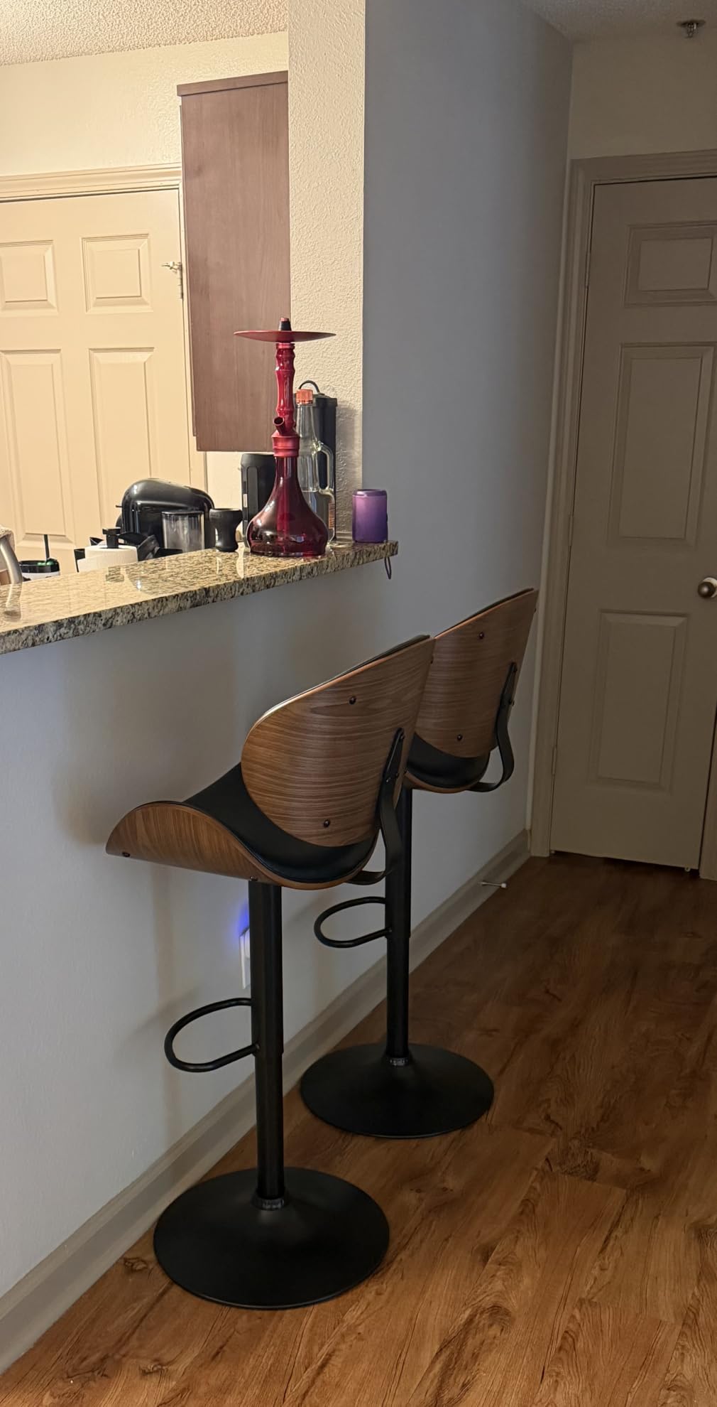 YaFiti Swivel Bar Stools Set of 2, Bar Stools for Kitchen Counter, Black customer photo 2