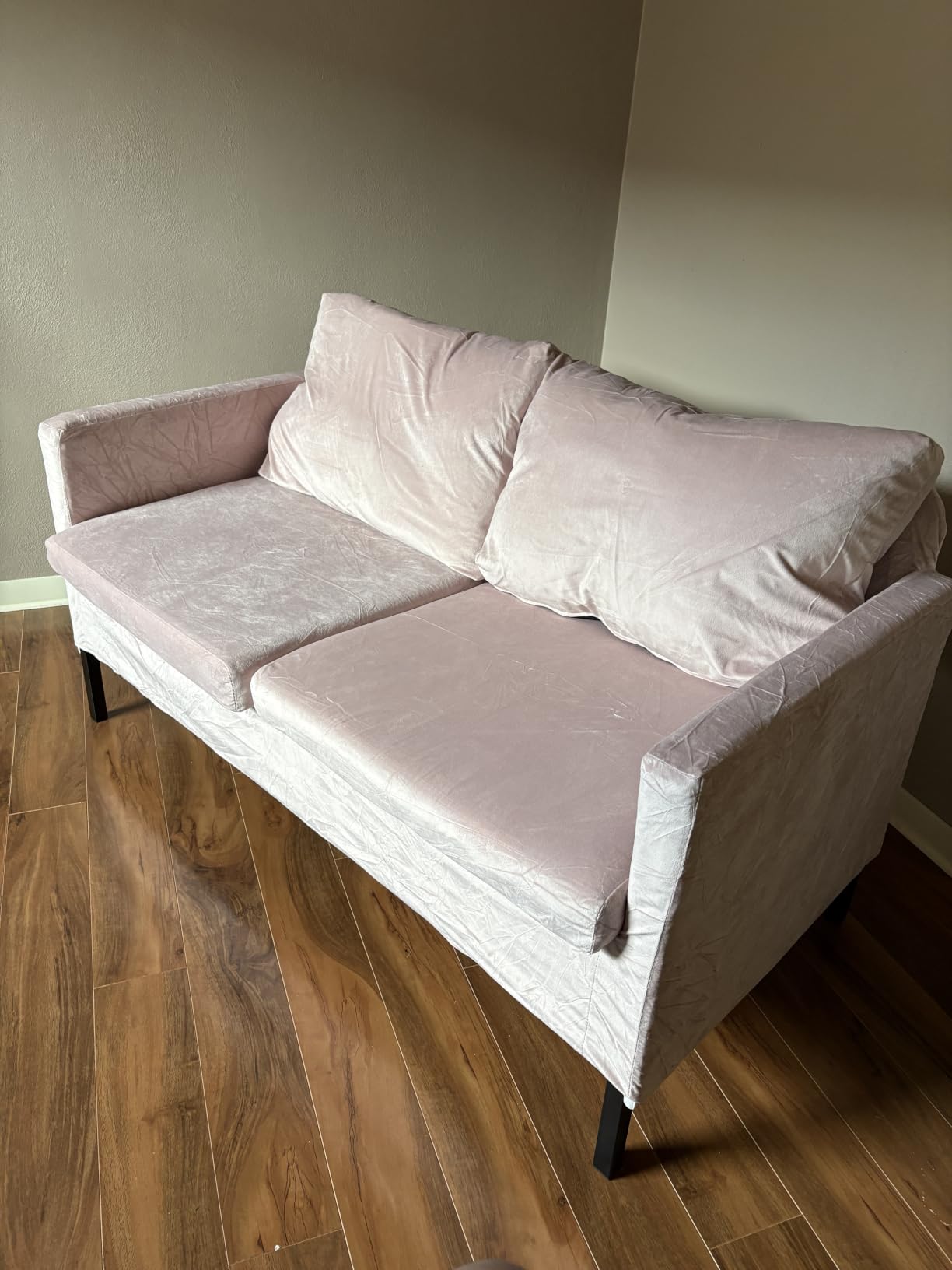 TYBOATLE 51'' Dark Grey Small Couch Loveseat, 2-Seater Linen Sofa customer photo 2