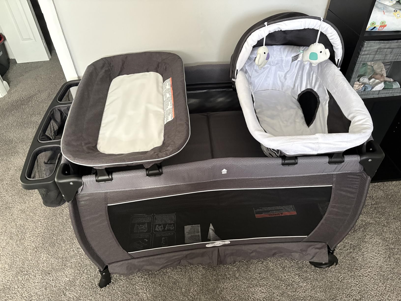 Pamo Babe Pack and Play 4-in-1 Baby Playard with Bassinet & Changing Table, Foldable Portable Playpen with Mattress, Travel Crib for Newborn to Toddler 0-36M-Black customer photo 2