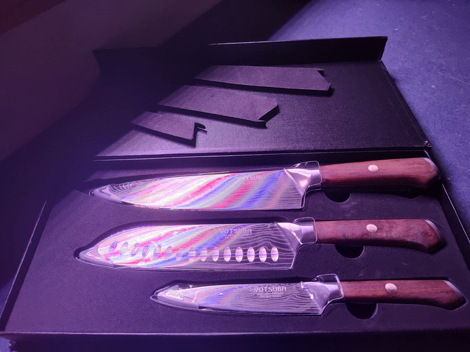 YOTSUBA 3 PCS Japanese Kitchen Knife Set with Full Tang Rosewood Handle | Razor Sharp High Carbon Stainless Steel Chef Knives, Premium Gift Box for Home Chefs customer photo 2