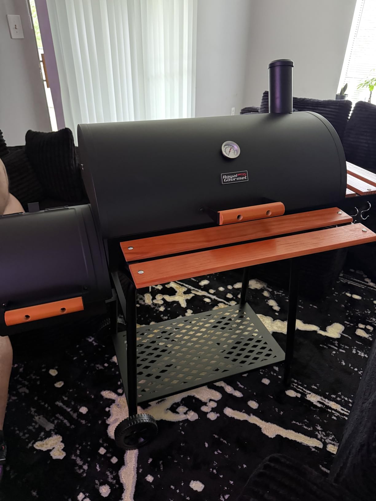 Royal Gourmet 30-Inch Charcoal Grill with Offset Smoker, Wood-Painted Table customer photo 1