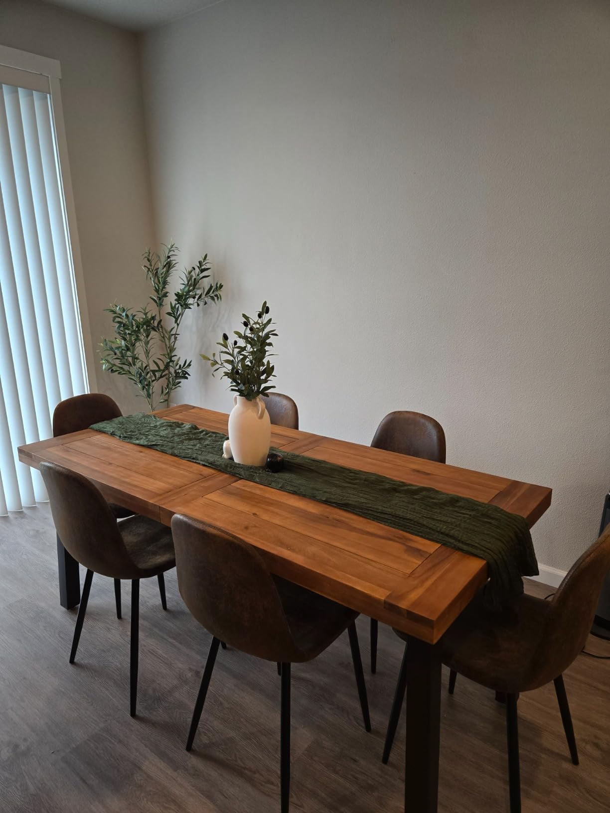 Devoko 6 Person Acacia Wood Dining Table for Kitchen, Natural | Farmhouse Kitchen Table for 6 for Indoor Outdoor customer photo 1