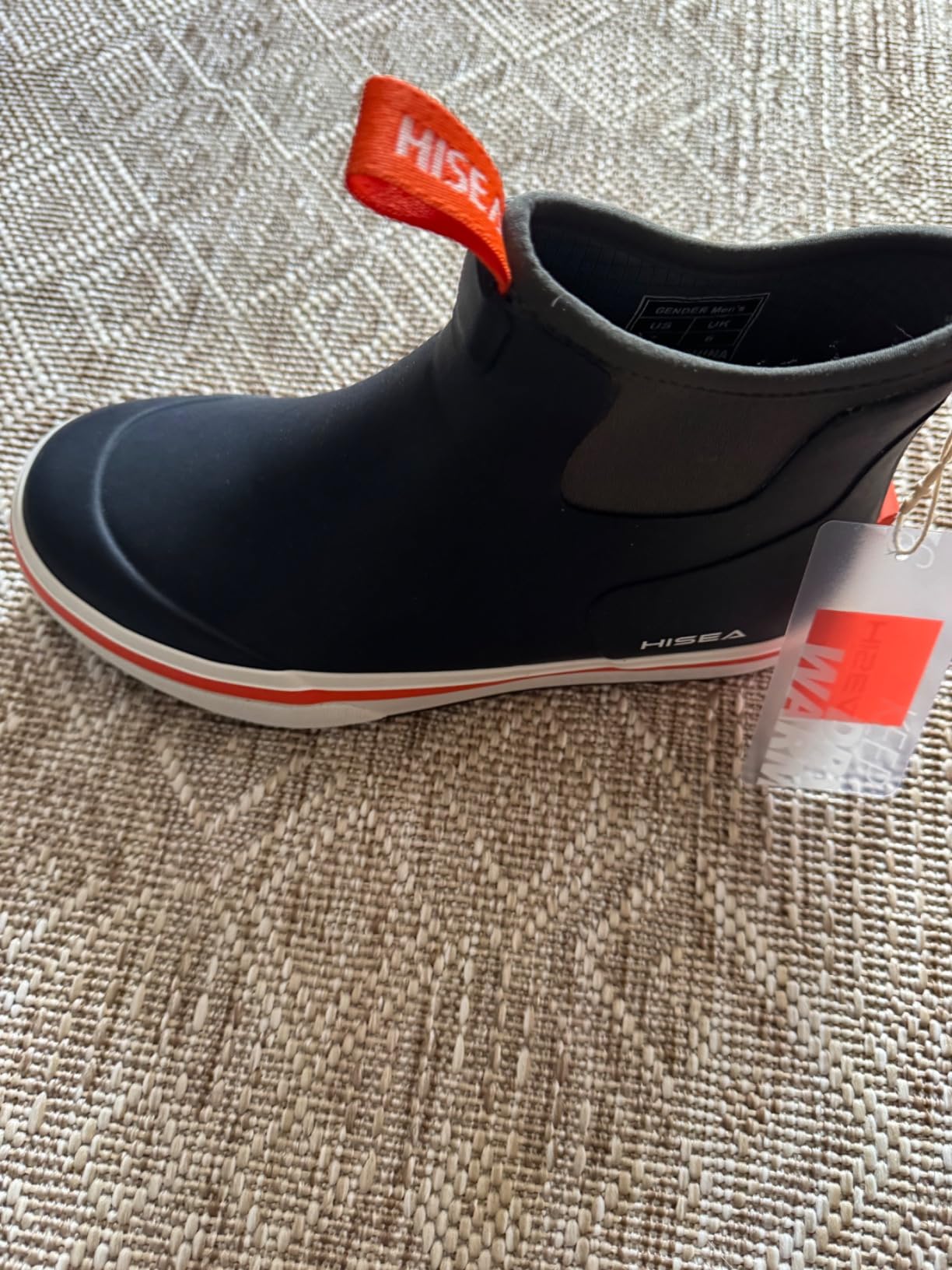 HISEA Men's Ankle Deck Rain Boots Waterproof Rubber Neoprene Fishing Shoes customer photo 1
