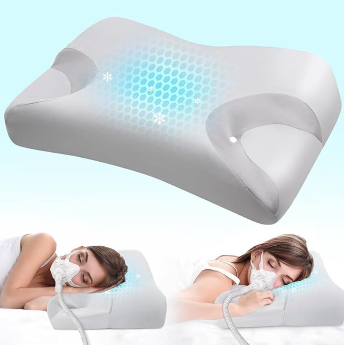 HSA/FSA CPAP Pillow for Side Sleeper, Sleep Apnea Pillow for Sleeping, CPAP Nasal Pillows Suit for All CPAP Masks User, Cervical Memory Foam Neck Support Pillow Relief Neck Pain for Side Back Sleepers customer photo 1