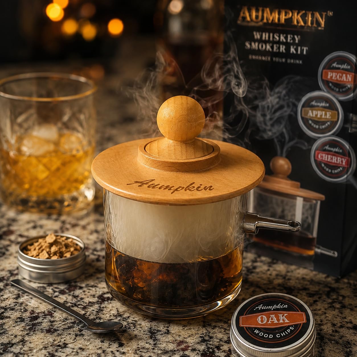 Cocktail Smoker Kit with Torch - 6 Flavors Wood Chips - Bourbon, Whiskey Smoker Infuser Kit, Old Fashioned Drink Smoker Kit, Birthday Bourbon Whiskey Gifts for Men, Dad, Husband (Without Butane) customer photo 2
