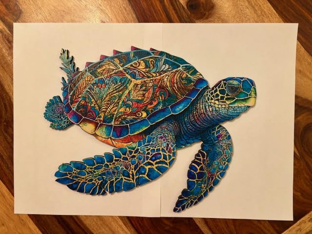 Mys Aurora Wooden Puzzles, Sea Turtle Jigsaw Puzzles 200 Pieces | FSC Certified 5MM Unique Shaped Wooden Puzzle for Adults and Kids, Birthday Gift Family Game 9.2 x 11.2 Inch customer photo 2