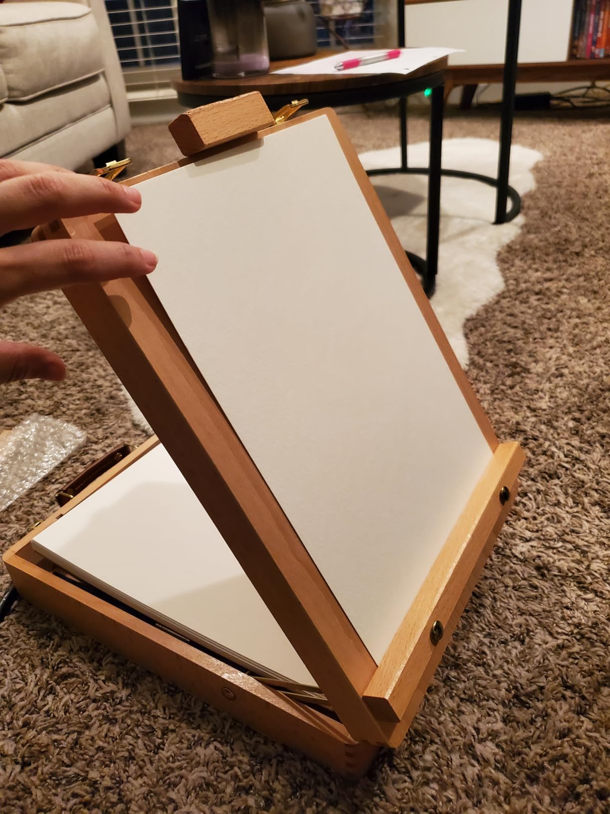 ARTIFY Adjustable Beechwood Tabletop Painting Easel, Wooden Sketch Box Easel, Desktop Artist Easel for Drawing (Easel Box) customer photo 1