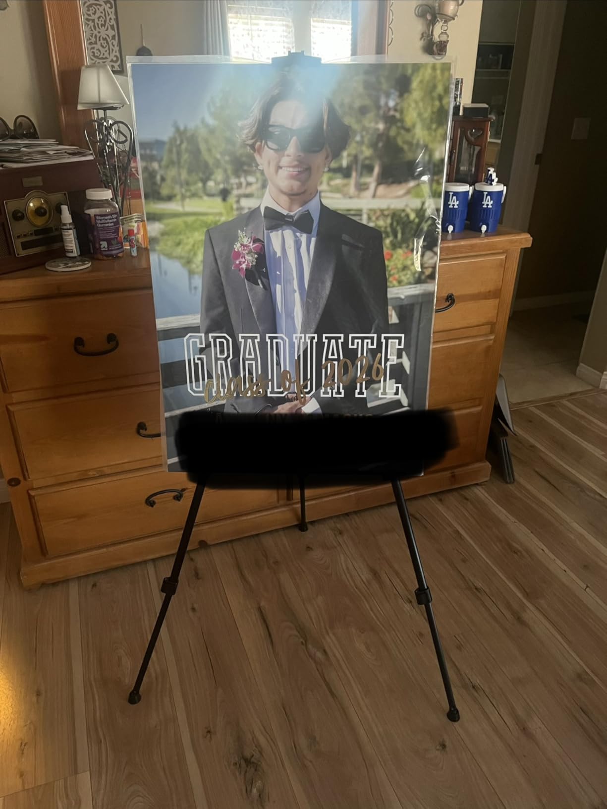 NS JYMB Easel Stand for Sign and Painting, 17-66 Inch Adjustable, Black | Portable metal tripod easel for display stand, canvas holder, floor, poster board, wedding signs and travel use customer photo 1