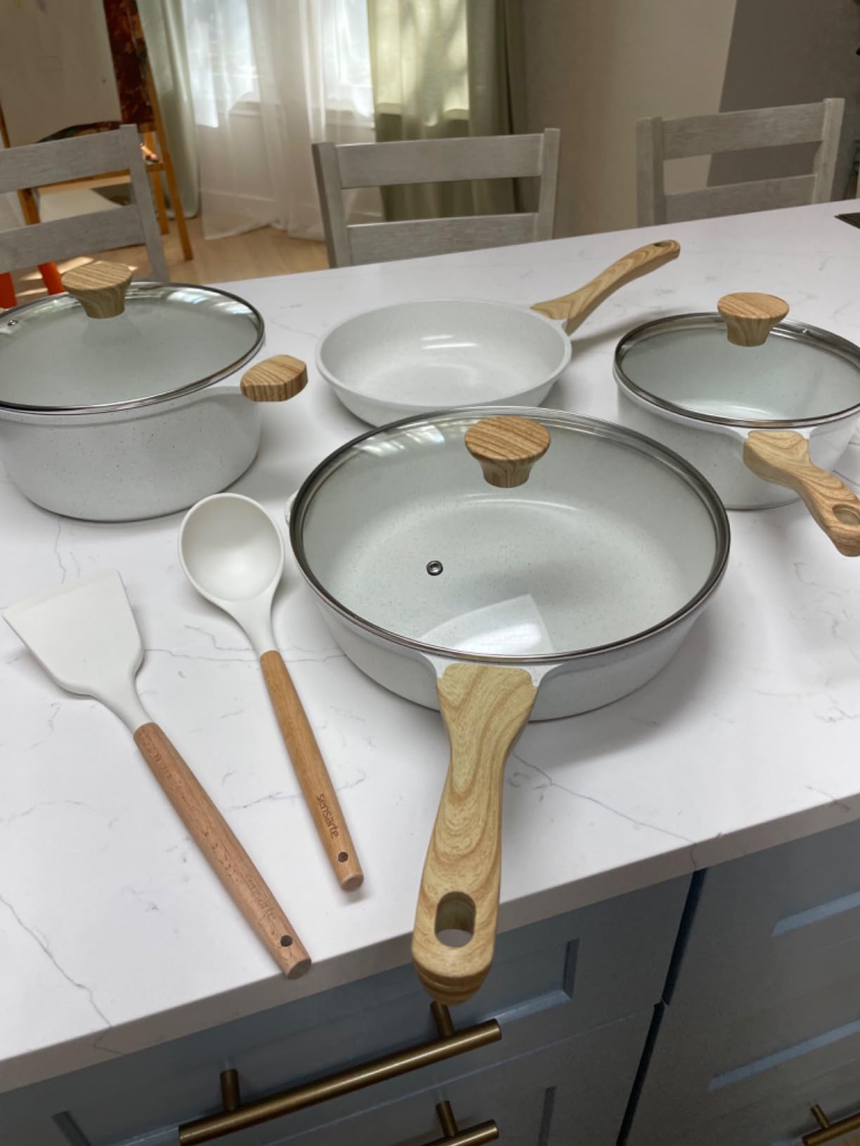 SENSARTE Nonstick Ceramic Cookware Set, 13-pcs Non-toxic Pots and Pans Set | Healthy Kitchen Cooking Set with Stay-Cool Handles, Silicone Tools and Pot Protectors, PFAS Free customer photo 2