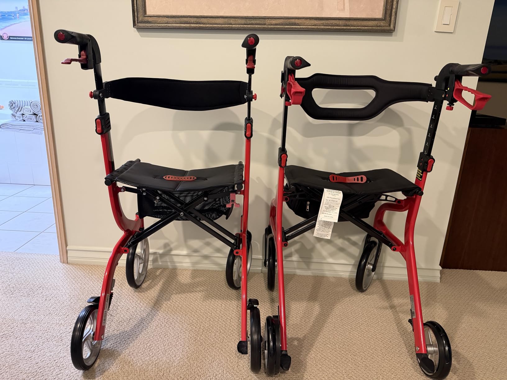 Drive Medical Nitro Sprint Rollator Walker with Seat, Tall Height, Blue customer photo 2