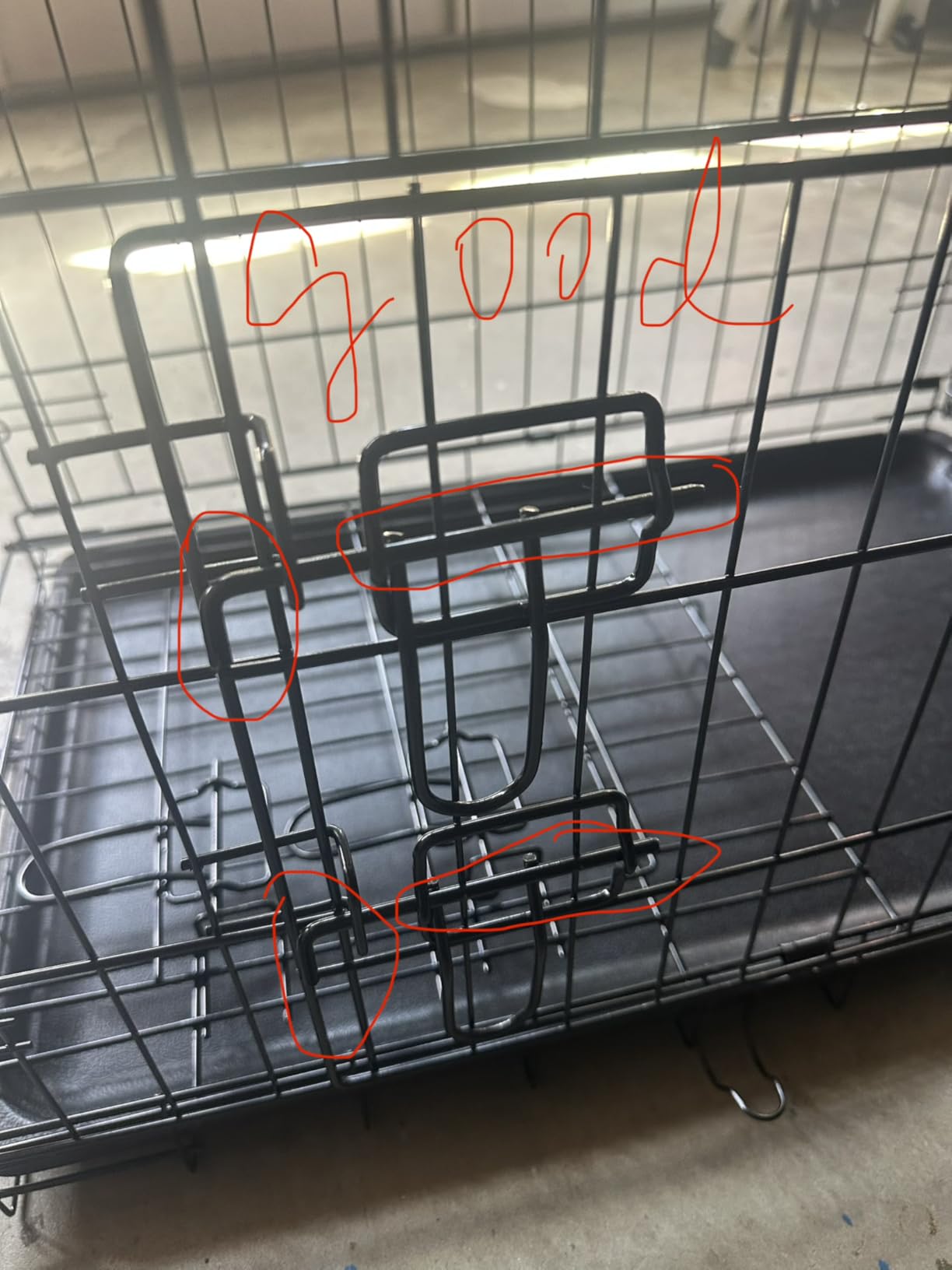 FDW Dog Crate for Large Dogs 42 Inch Folding Metal WirePet Cage Double Door W/Divider Panel Indoor Outdoor Kennel Leak-Proof Plastic Tray,Black customer photo 1