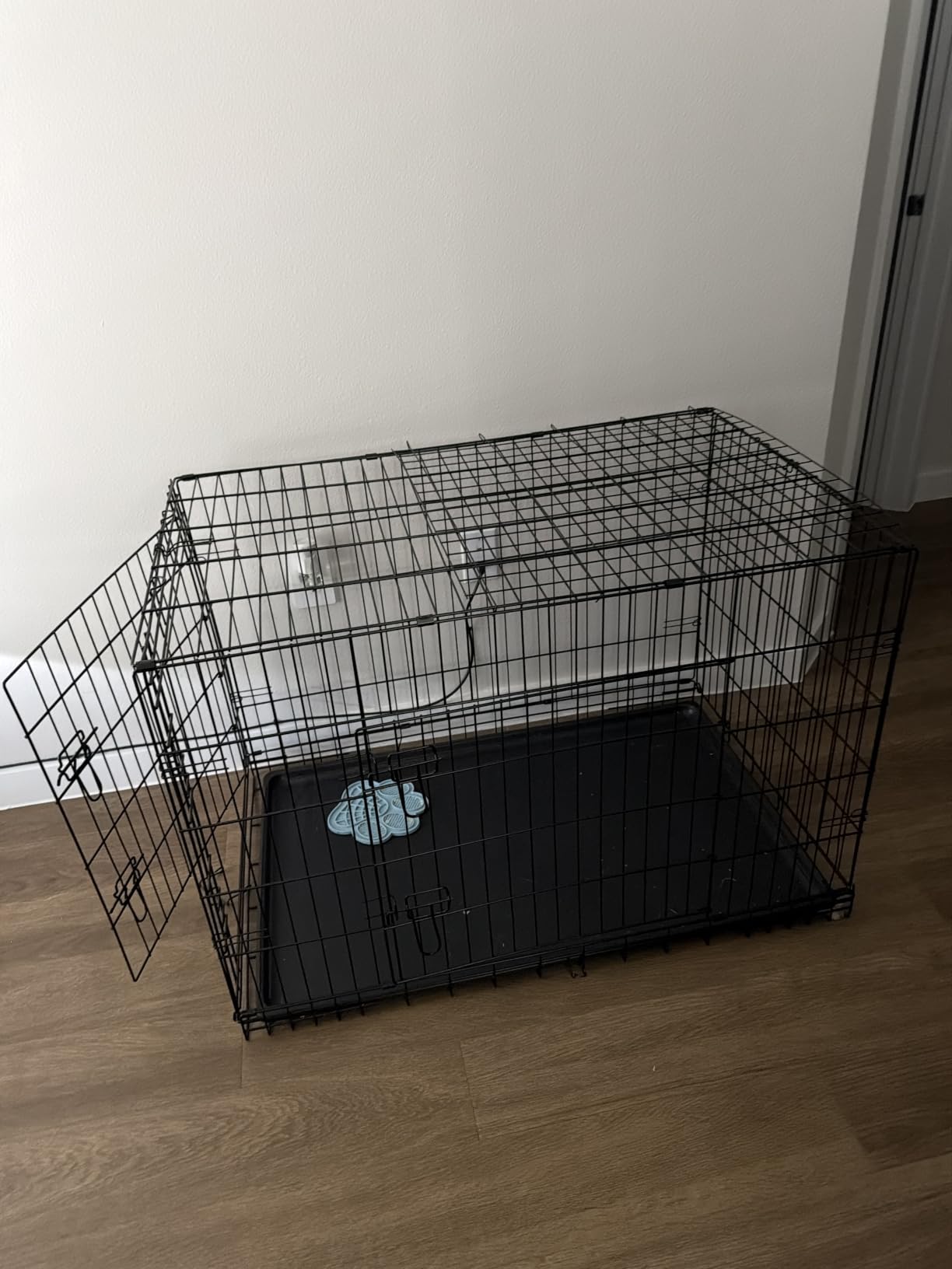FDW Dog Crate for Large Dogs 42 Inch Folding Metal WirePet Cage Double Door W/Divider Panel Indoor Outdoor Kennel Leak-Proof Plastic Tray,Black customer photo 2