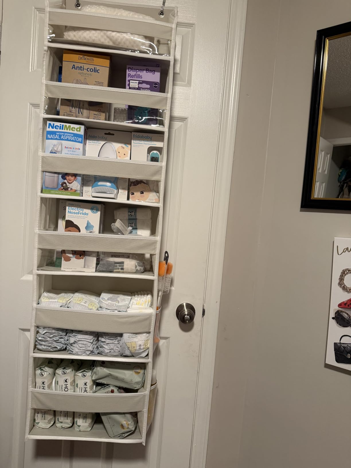 HOMELUX THEORY Over the Door Organizer, 6-Tier, 100D Fabric, Ivory 1pc | Over the door shoe organizer, 50 lbs capacity, 12 side mesh pockets, 100D extra thick fabric, Closet & entryway storage customer photo 1