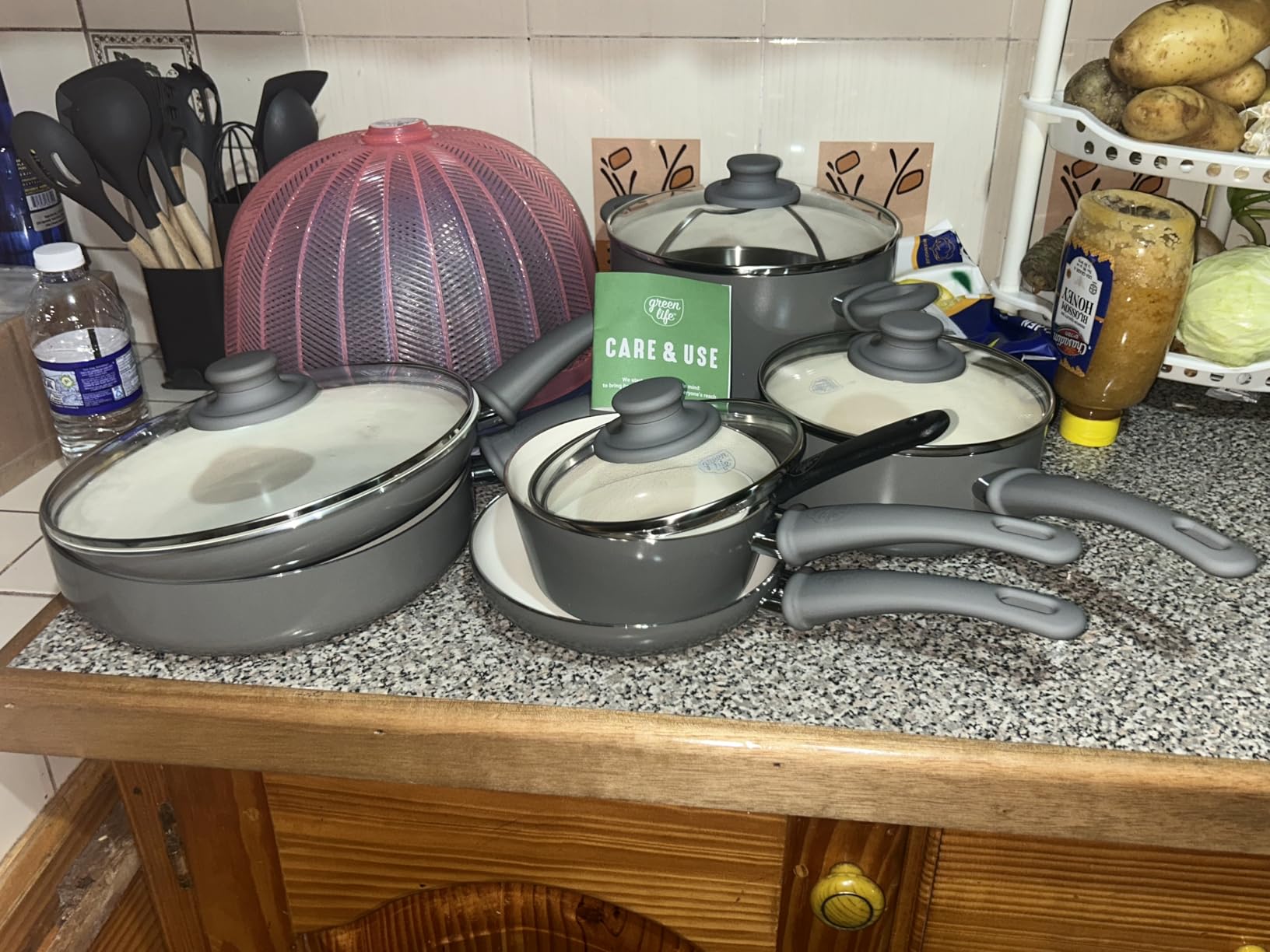 GreenLife 16 Piece Ceramic Nonstick Pots & Pans Cookware Set, Taupe | PFAS-Free Nonstick Coating, Stockpot, Frying Pans, Saucepans, Saute Pan, Stay-Cool Handles, Dishwasher & Oven Safe up to 350F customer photo 2