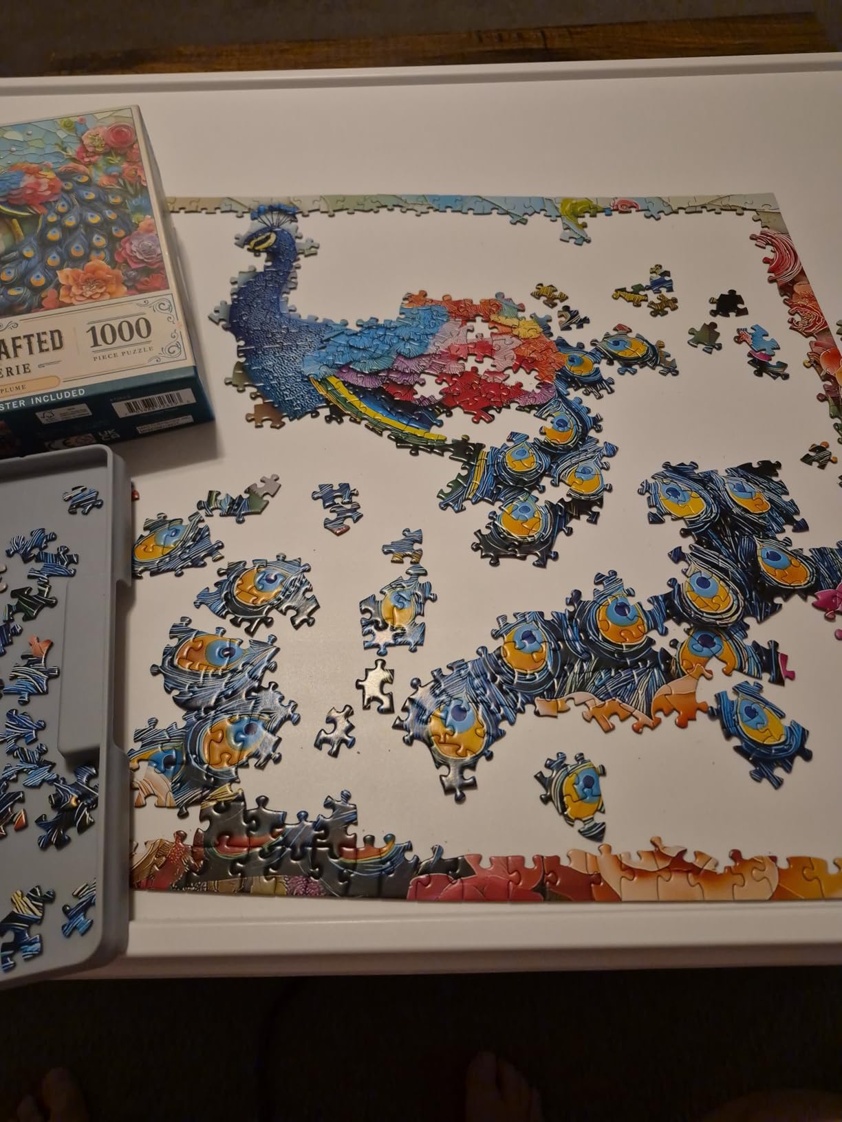 Playboda 1500 Pieces Rotating Plastic Puzzle Board with Drawers and Cover, 35