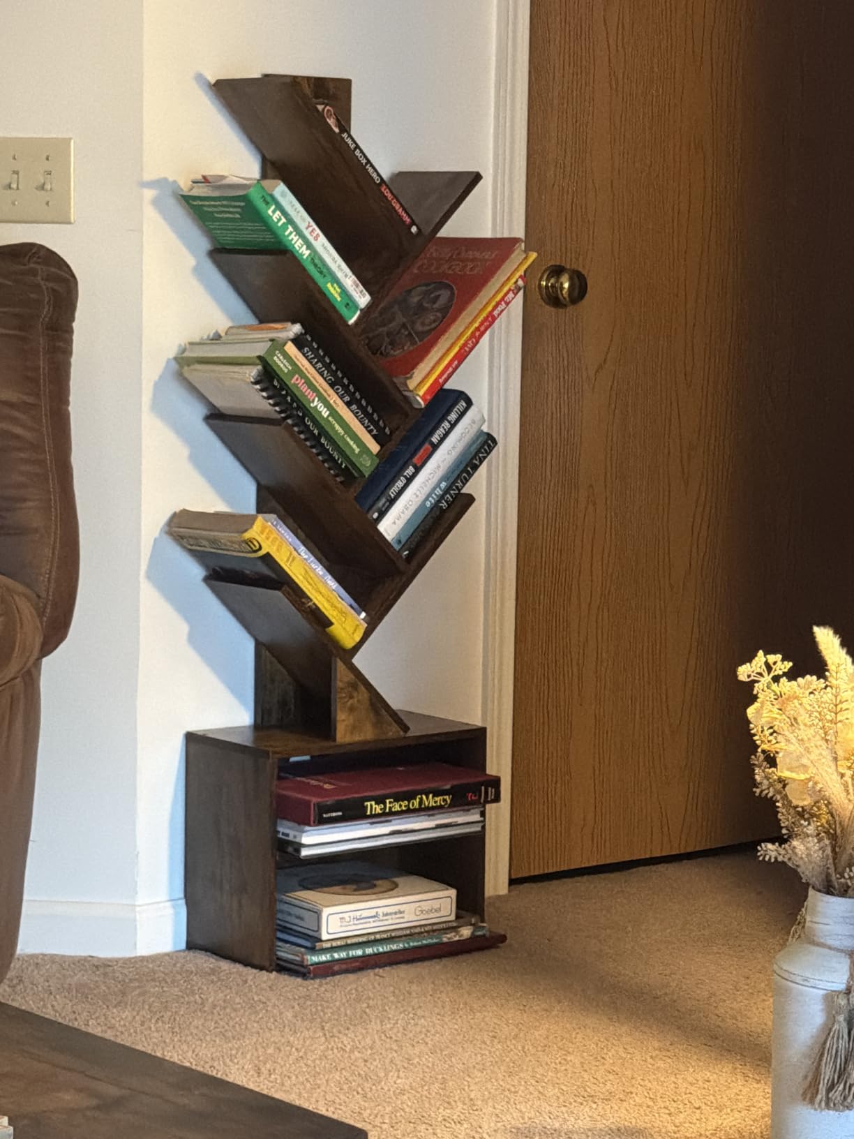 SUNMORY 6 Tier Tree Bookshelf, Tall Small Bookcase with Storage Cabinet customer photo 1