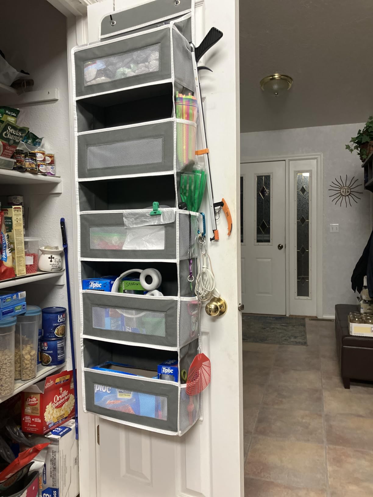 JARLINK Over the Door Organizer for Bedroom, Pantry, Bathroom, 5 Shelf Grey | Anti-Tilt Design, 44 lb Load Capacity, Hanging Door Organizer with 5 Large Capacity Pockets, Behind Door Storage for Nursery customer photo 2
