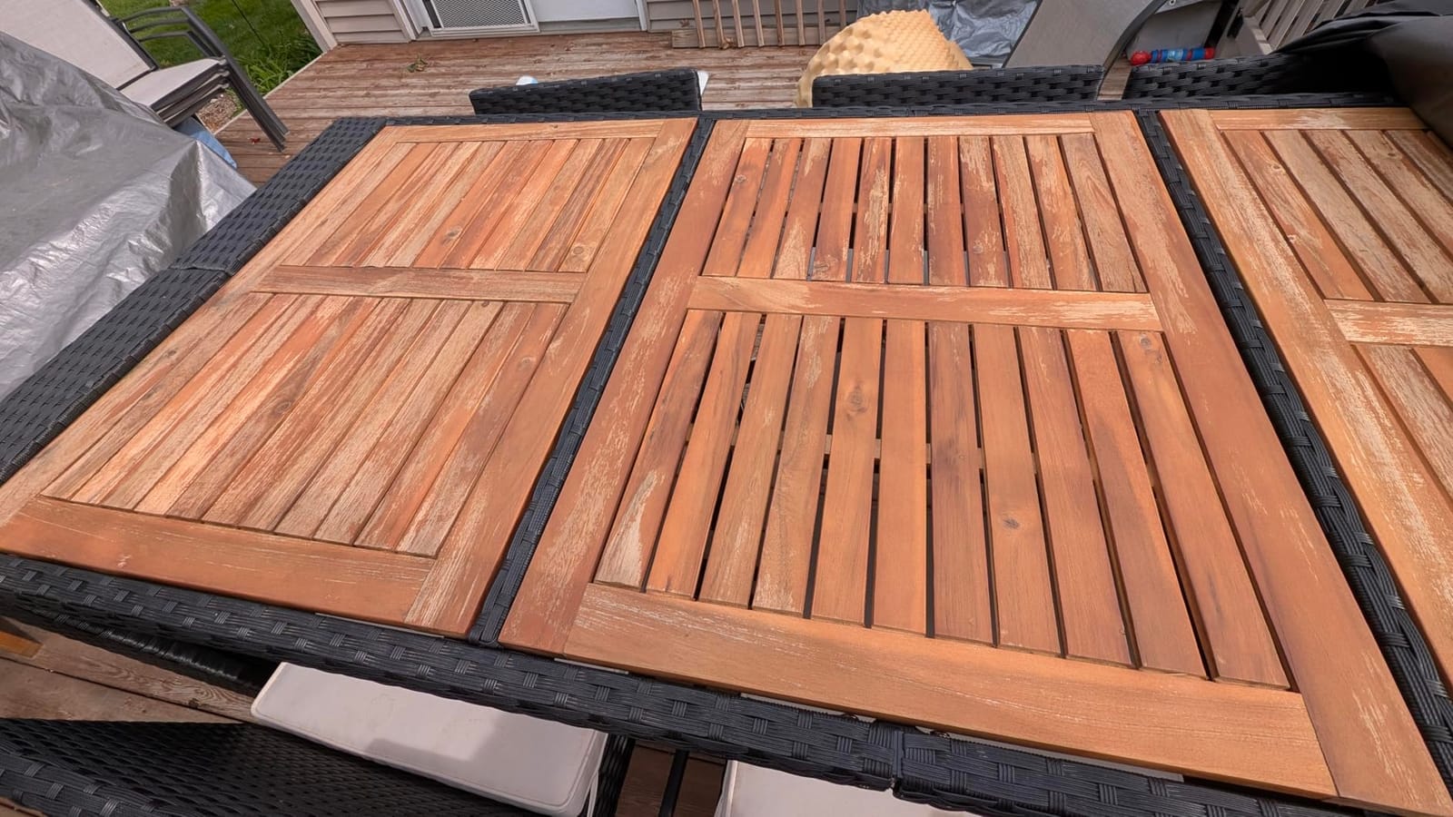 Yaheetech 7 Piece Patio Dining Set Outdoor Acacia Wood Bar Table and Chairs customer photo 1