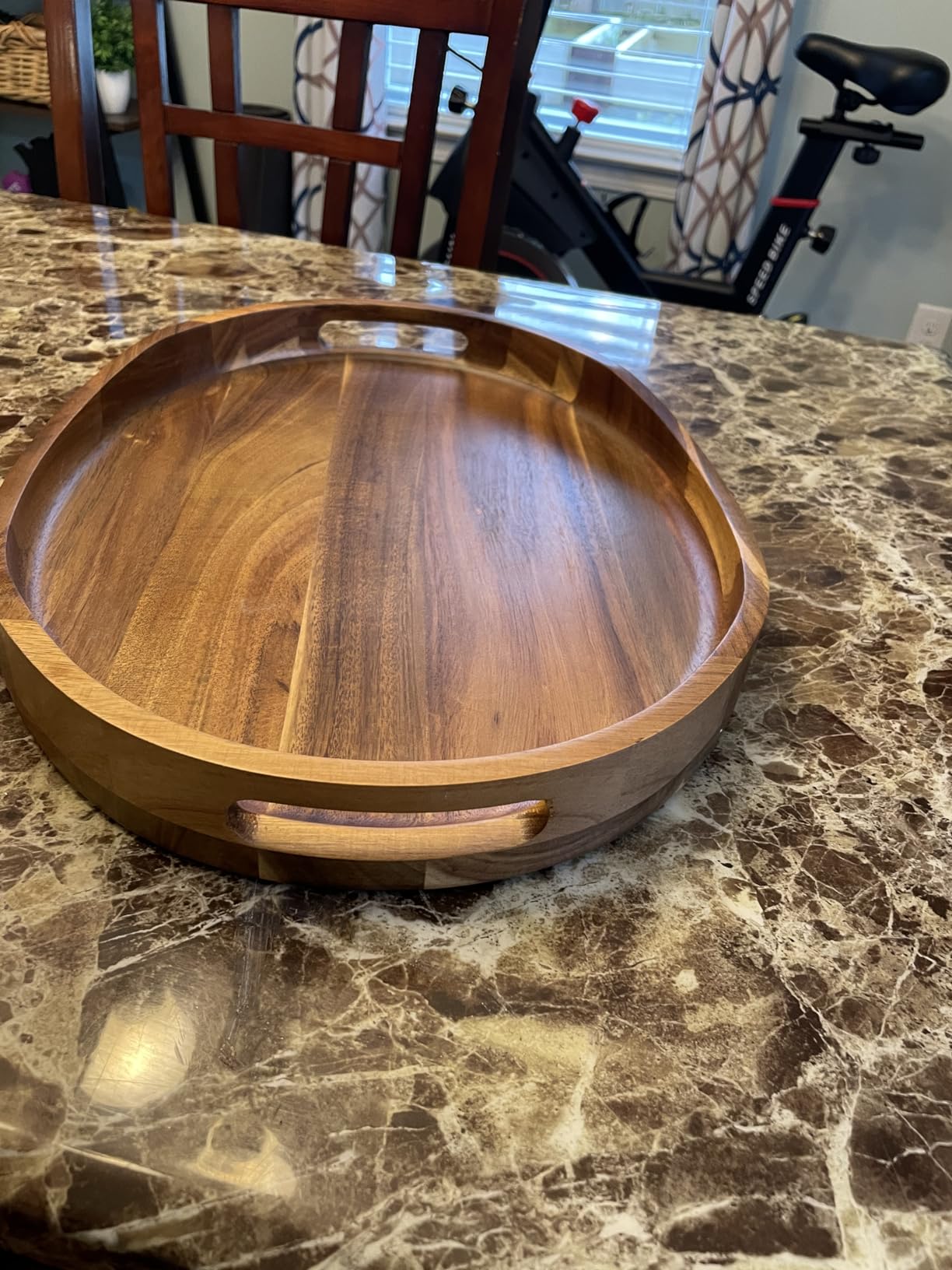 Acacia Wood Serving Tray with Handles - 17