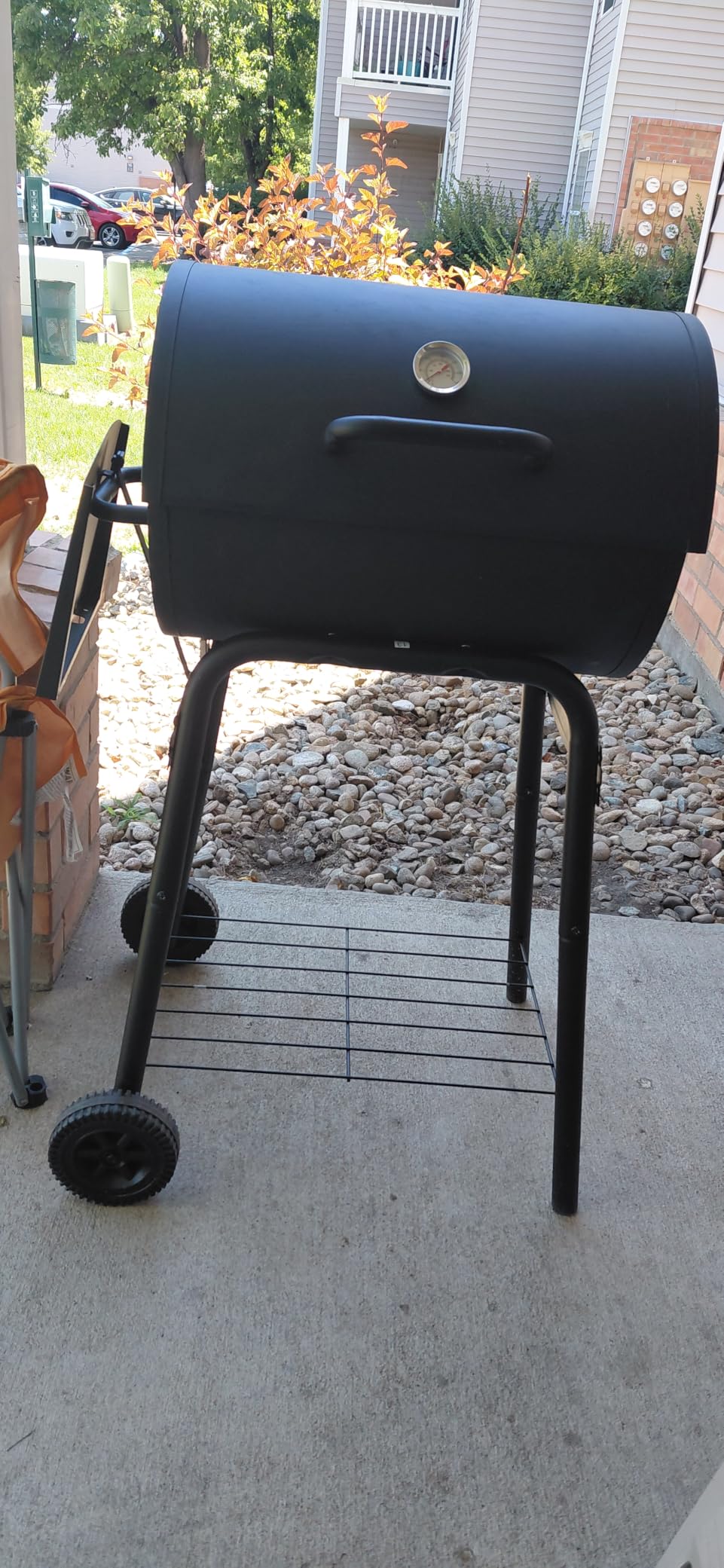 Charcoal Grill with Side Table,Barrel BBQ Grill 500 Sq In Cooking Area customer photo 1