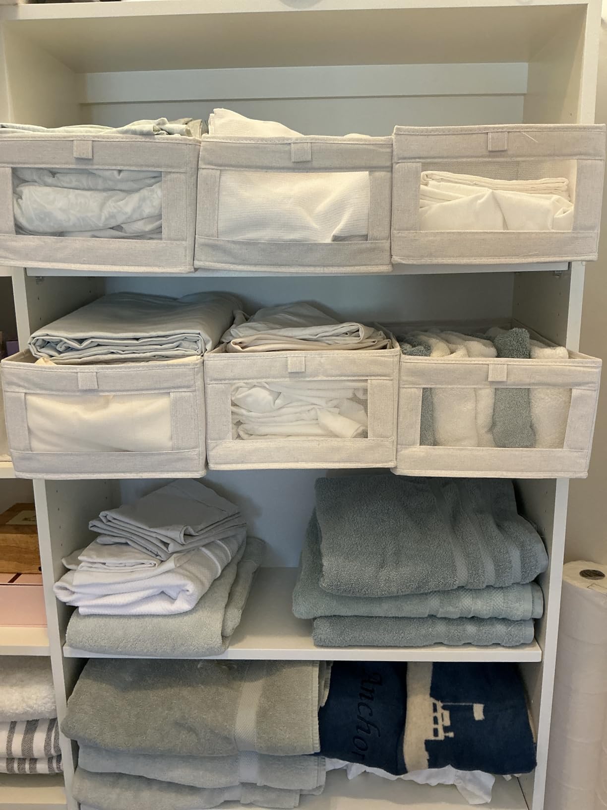 Pradnel Linen Closet Organizers And Storage, 4 Pack Storage Bins Baskets for Organization Foldable Organizer with Clear Window Organizing Clothing, Jeans, Shelves customer photo 1